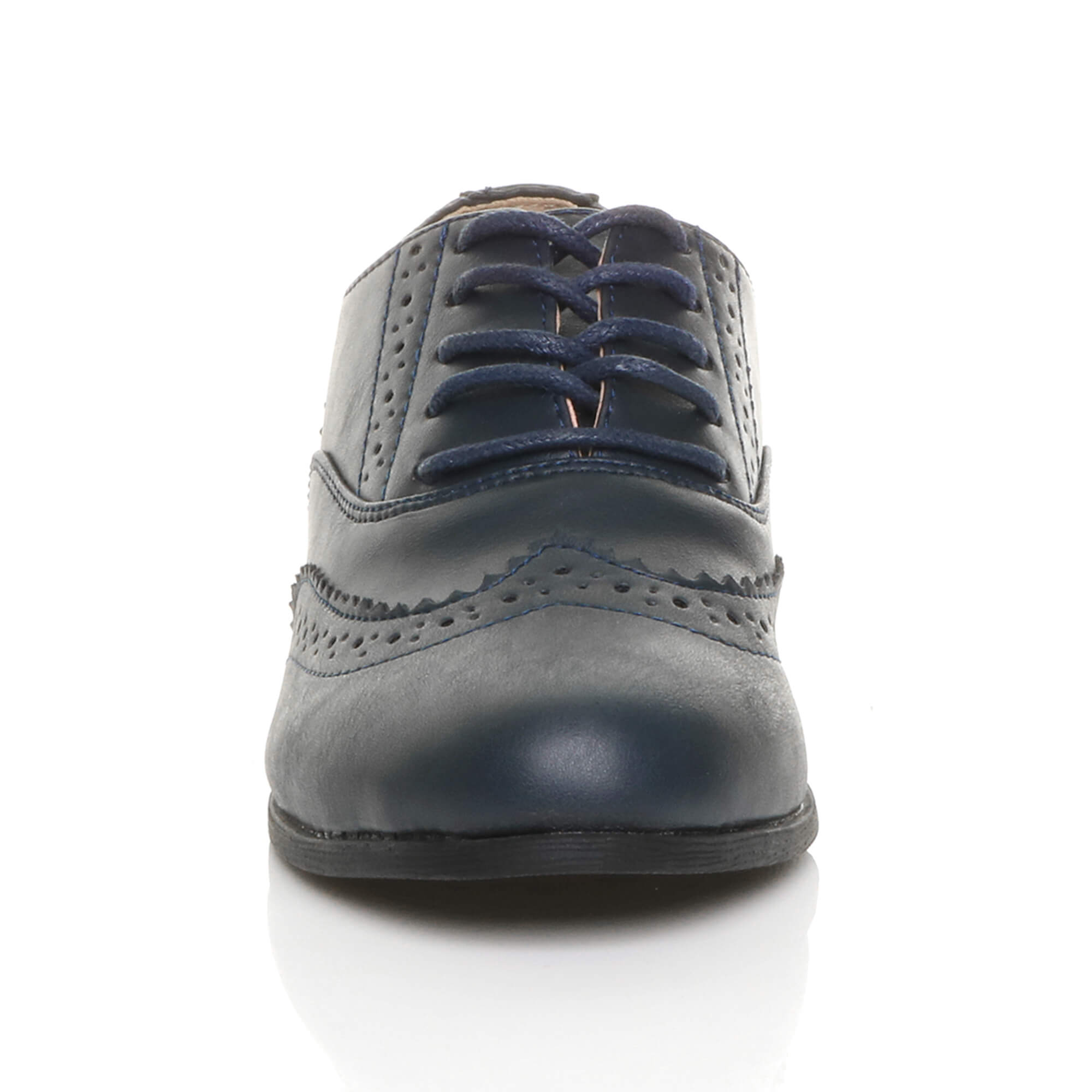 Navy Blue AJVANI Navy Blue Flat Lace Up Oxfords Brogues, Image 6 of 6