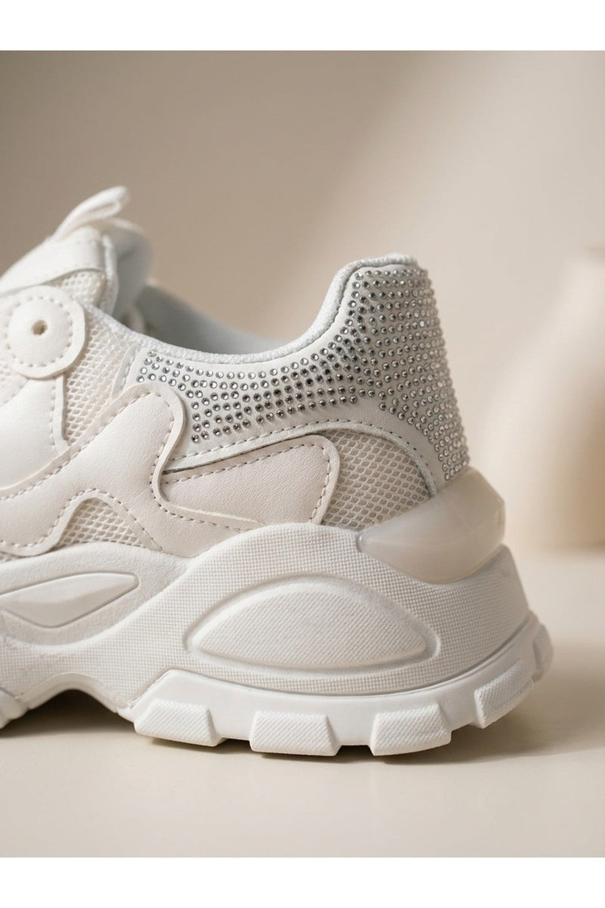 White iKrush White Ivy Studded Chunky Trainers, Image 4 of 8