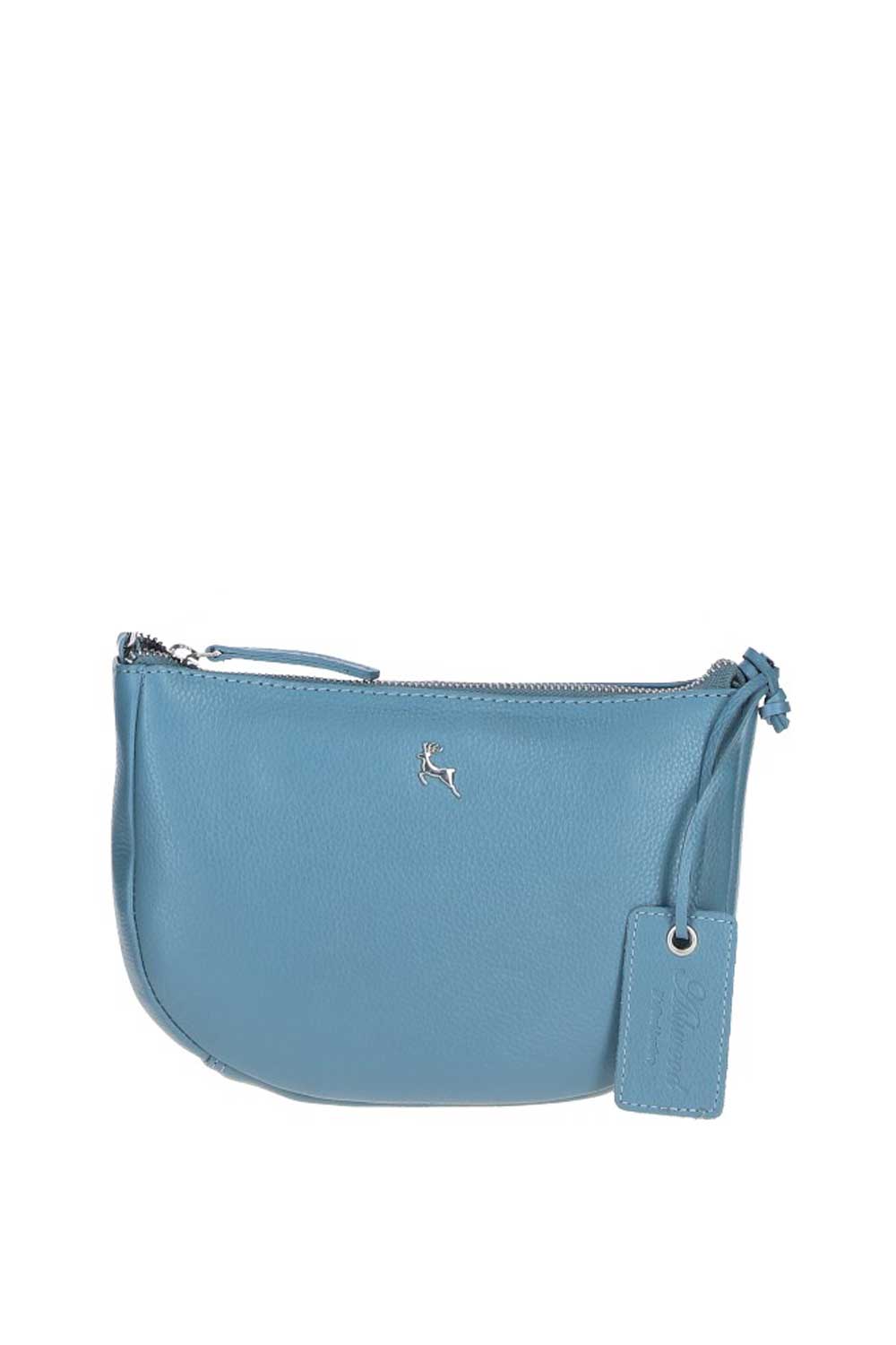 Blue 'Galway' Elegant Real Leather Crossbody Bag, Image 1 of 5