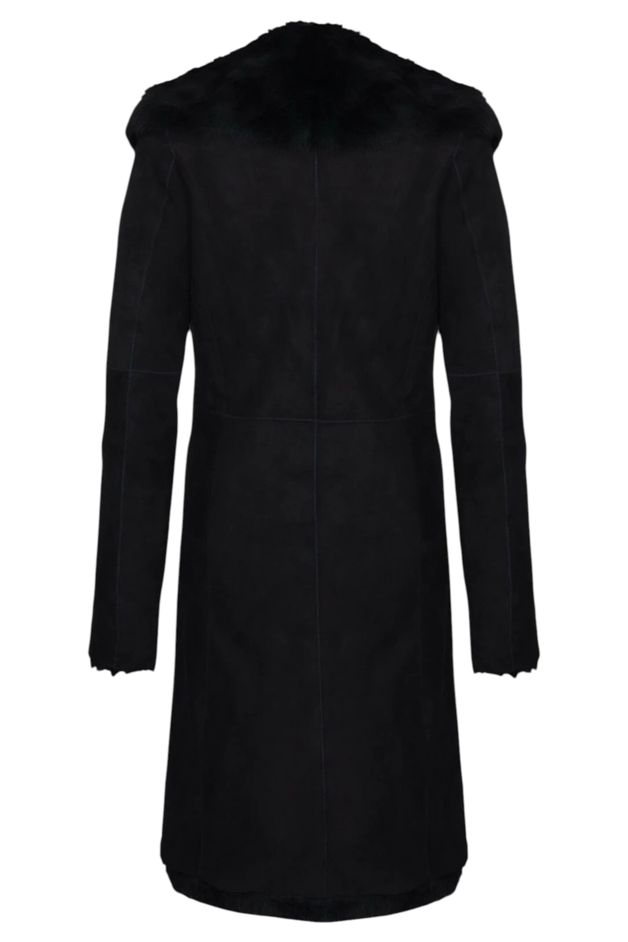 Black Toscana Sheep Suede Leather Trench Coat, Image 5 of 8