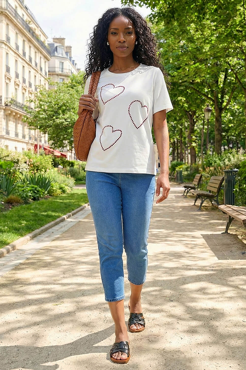 Ivory Embellished Heart T-Shirt, Image 3 of 4