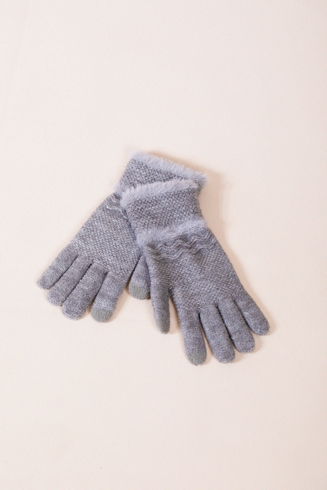 Soft Knit Gloves With Plush Detail
