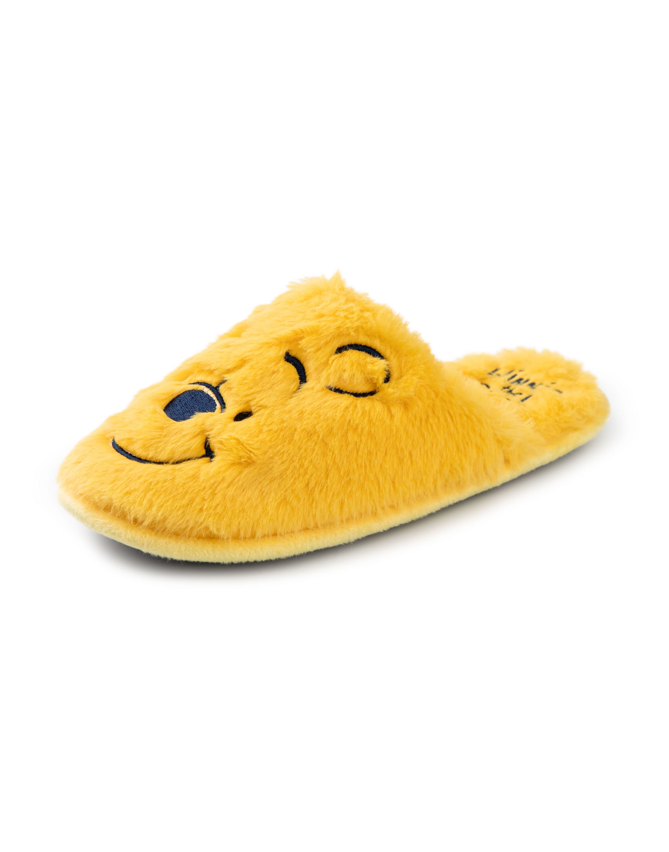 Yellow Winnie the Pooh Embroidered Face UK Slippers, Image 6 of 6