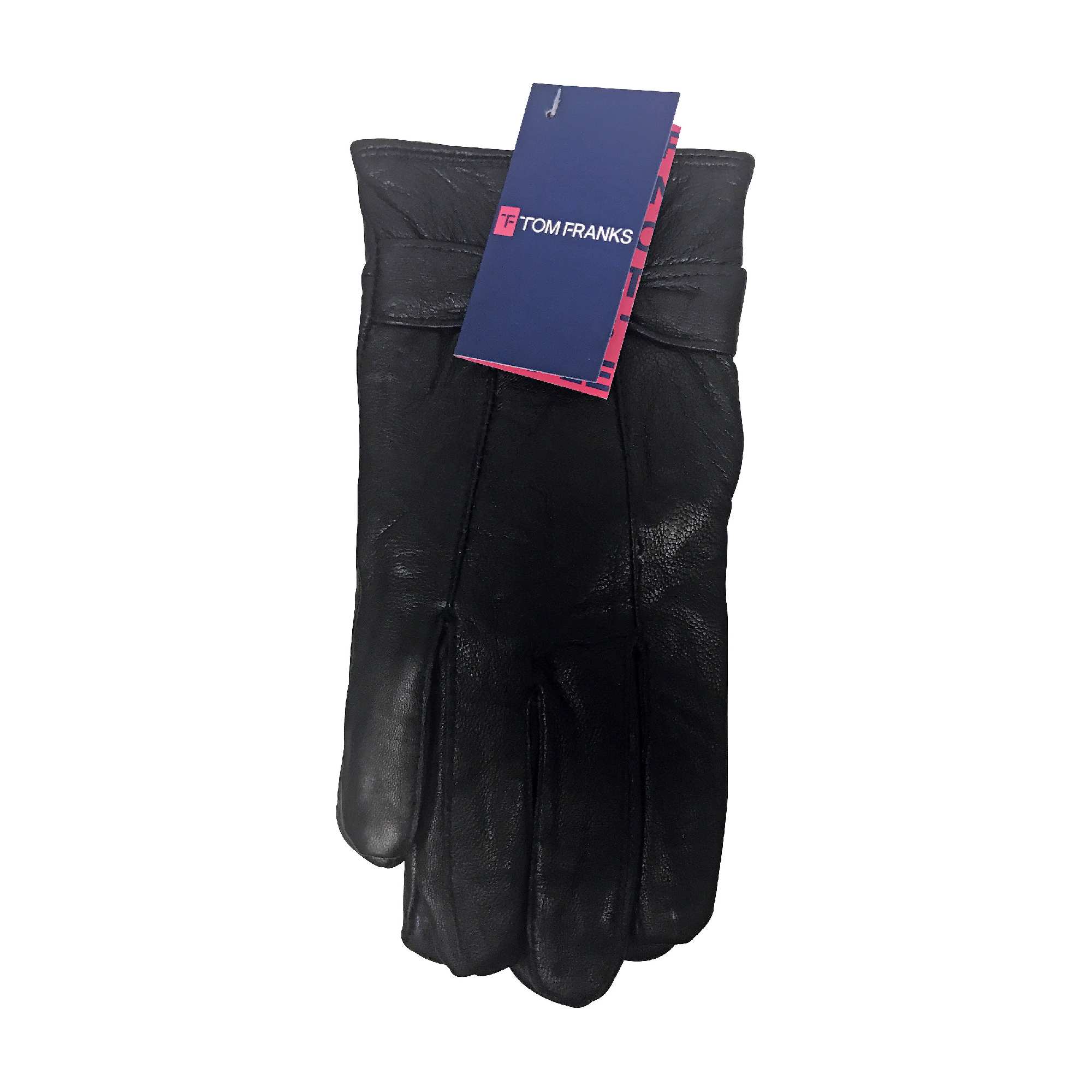 Black Fleece Lined Warm Leather Gloves with Bow, Image 5 of 5