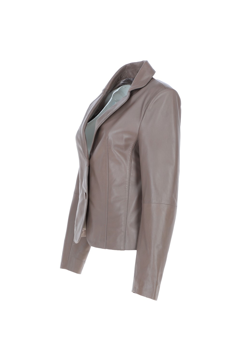 Taupe Ashwood Leather Taupe 'Angelica' Real Leather Two Button Blazer, Image 3 of 5