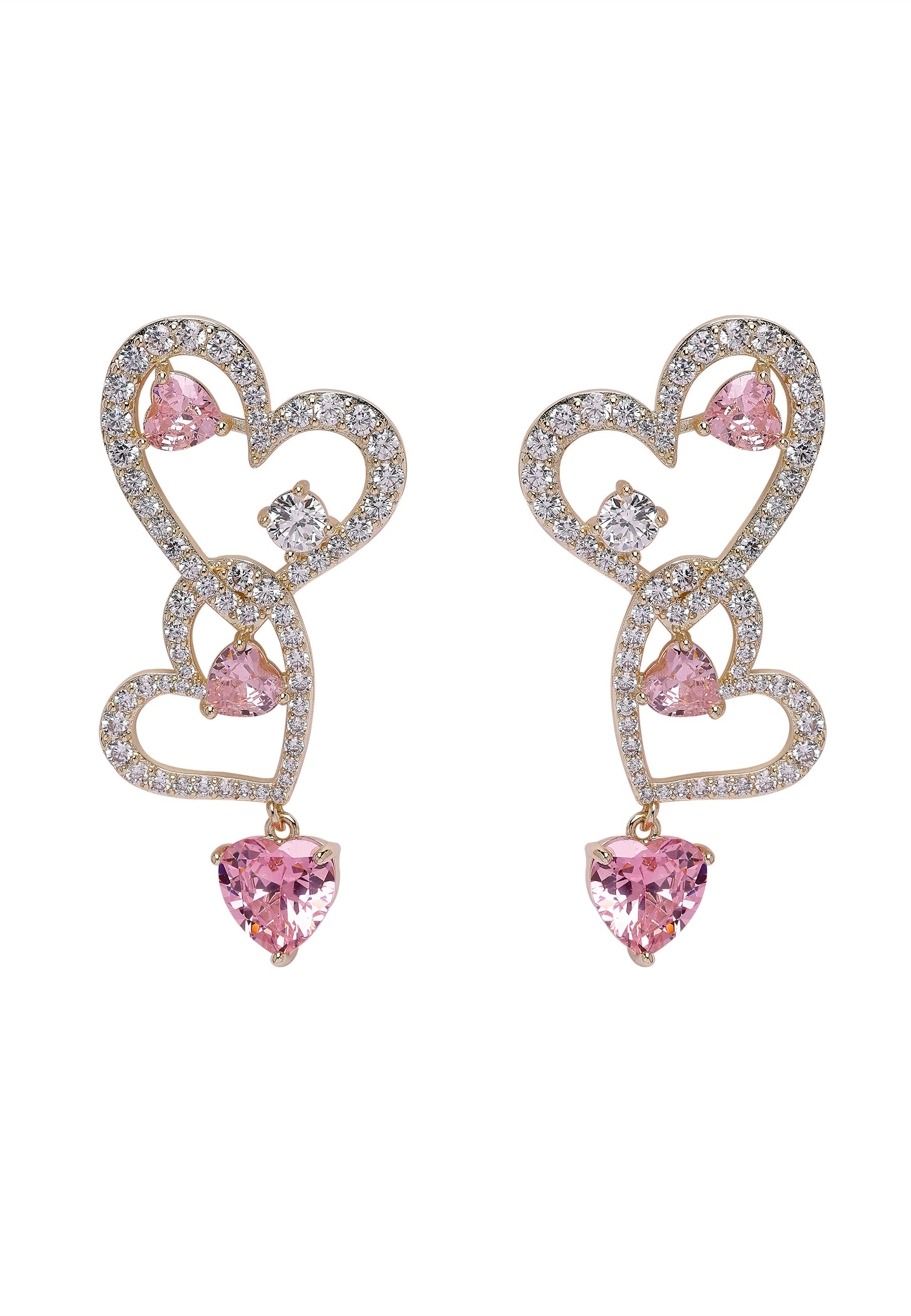 Pink Diva Heart Drop Earrings