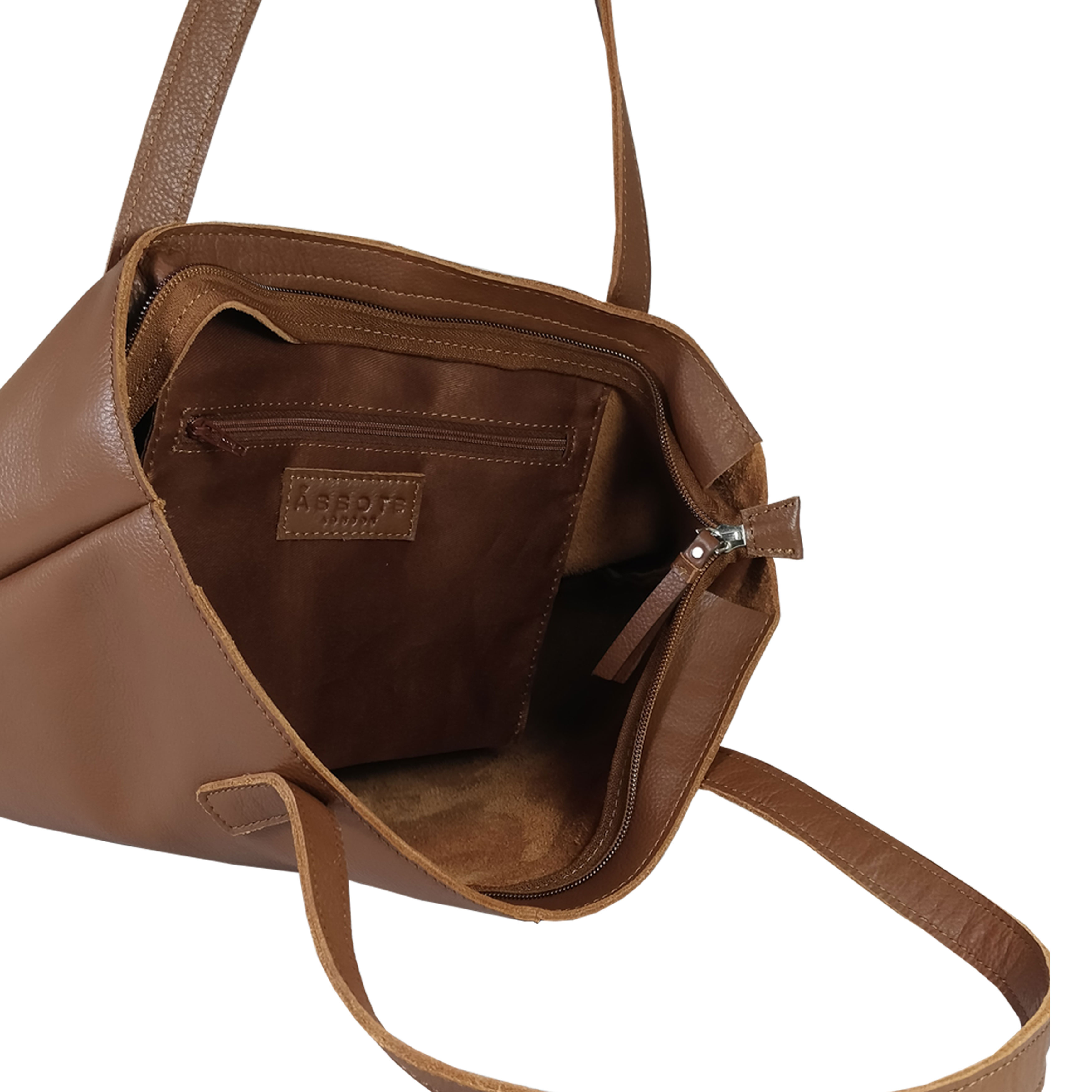 Tan 'SIENNA' Embossed Croc + Pebble Grain Unlined Leather Tote Bag, Image 2 of 5