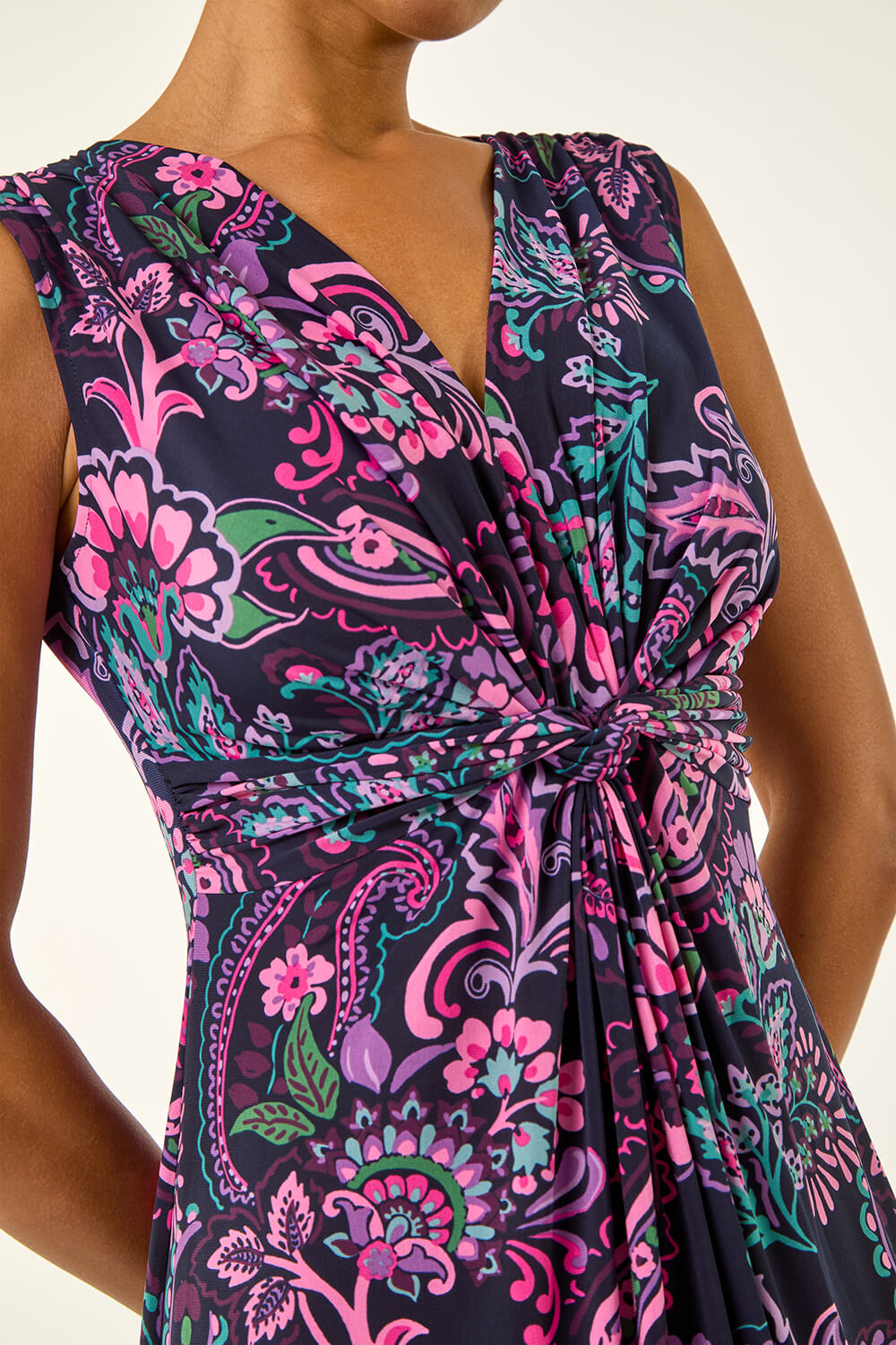 PINK Paisley Twist Front Maxi Dress, Image 6 of 5