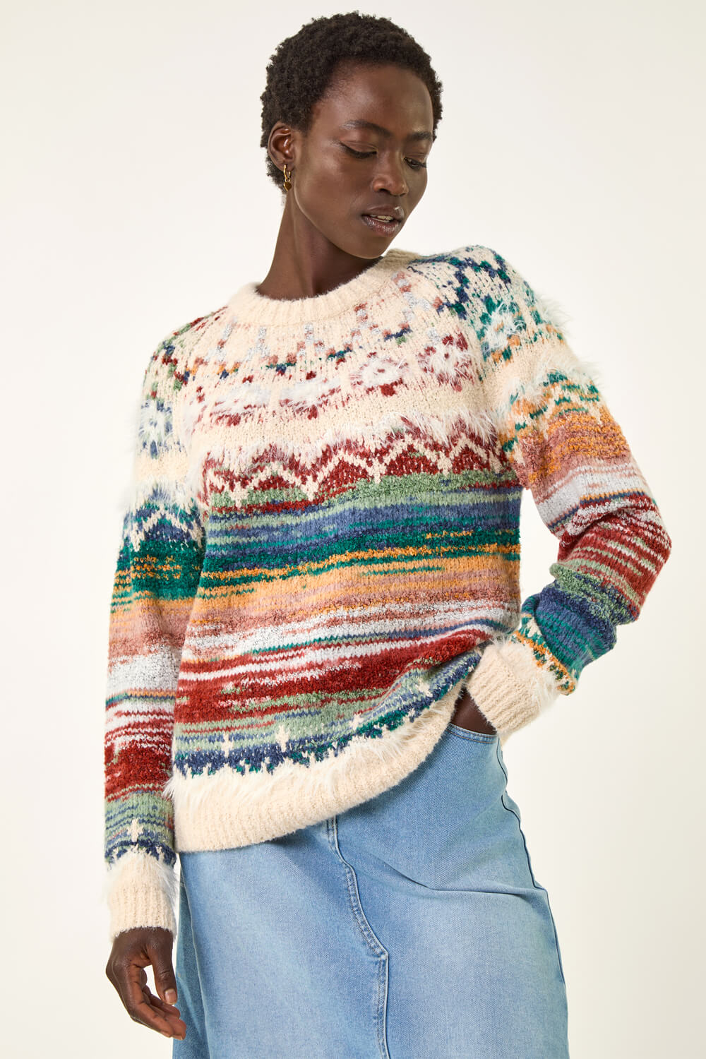 Multi  Fairisle Ombre Knit Jumper, Image 3 of 7