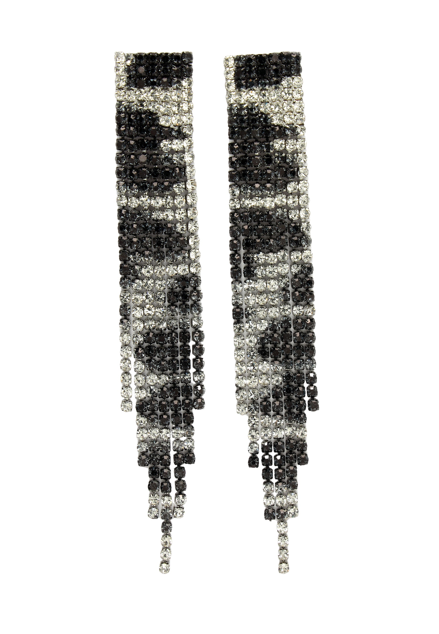 Black Diva Collection Long Fringe Chandelier Earrings