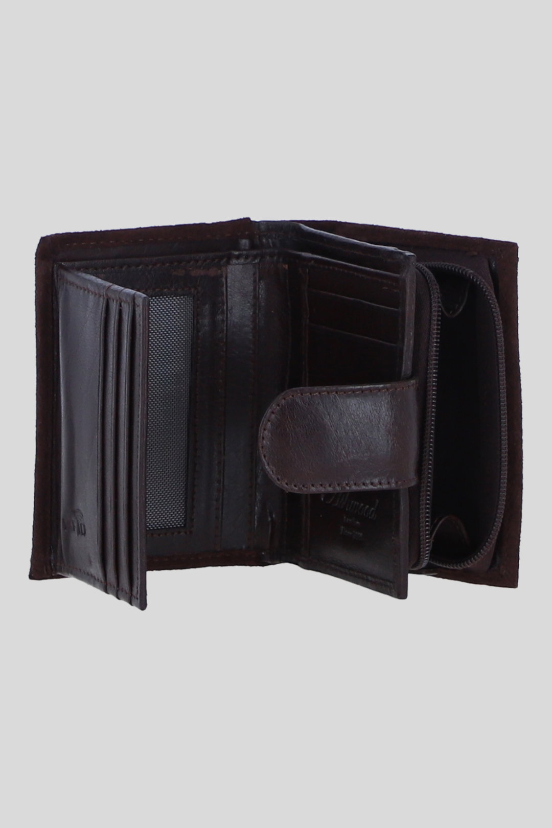 Brown Suede & Leather RFID Protected Trifold Purse, Image 3 of 4