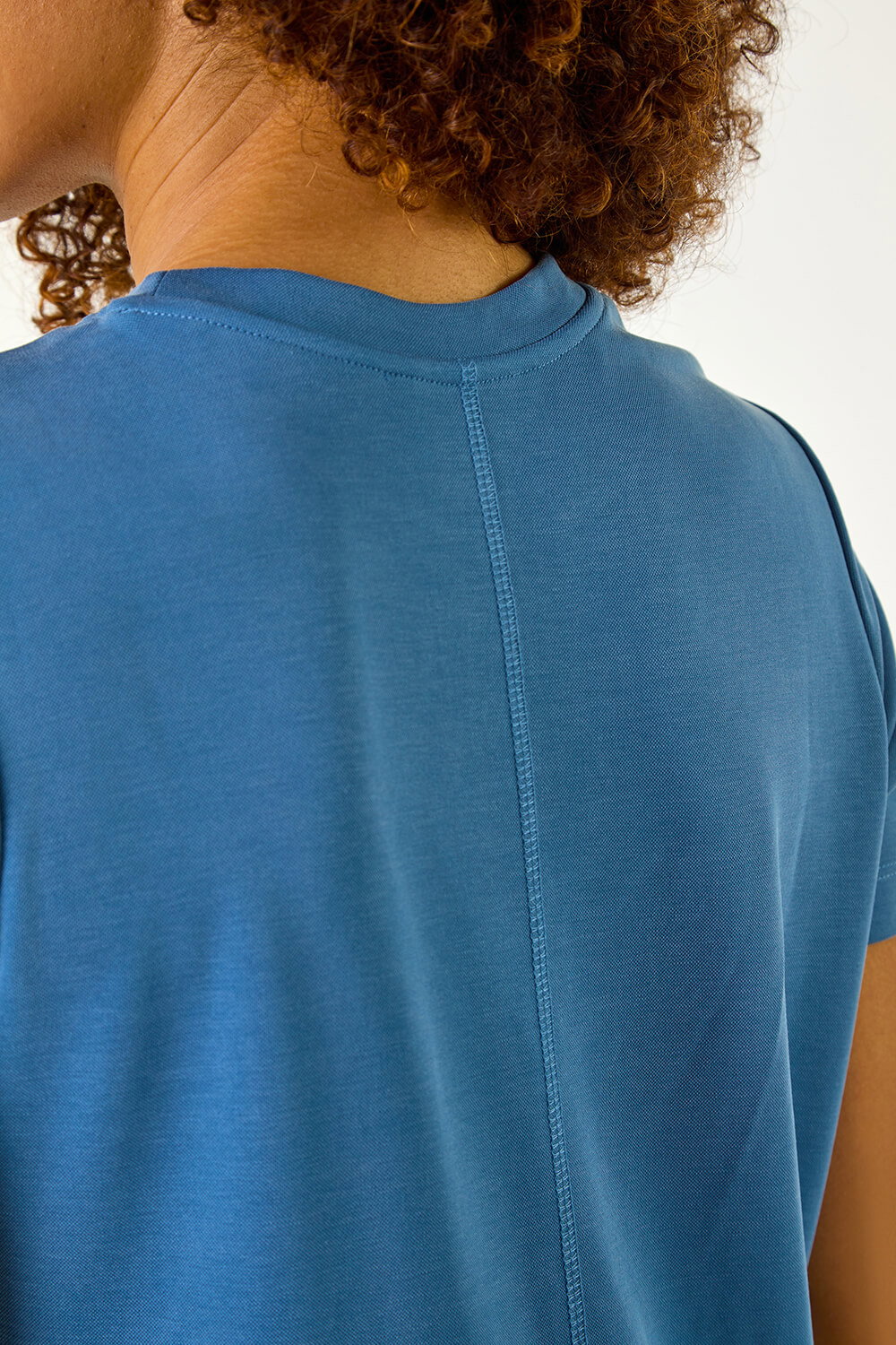 Blue Stitch Detail T-Shirt Dress, Image 6 of 5