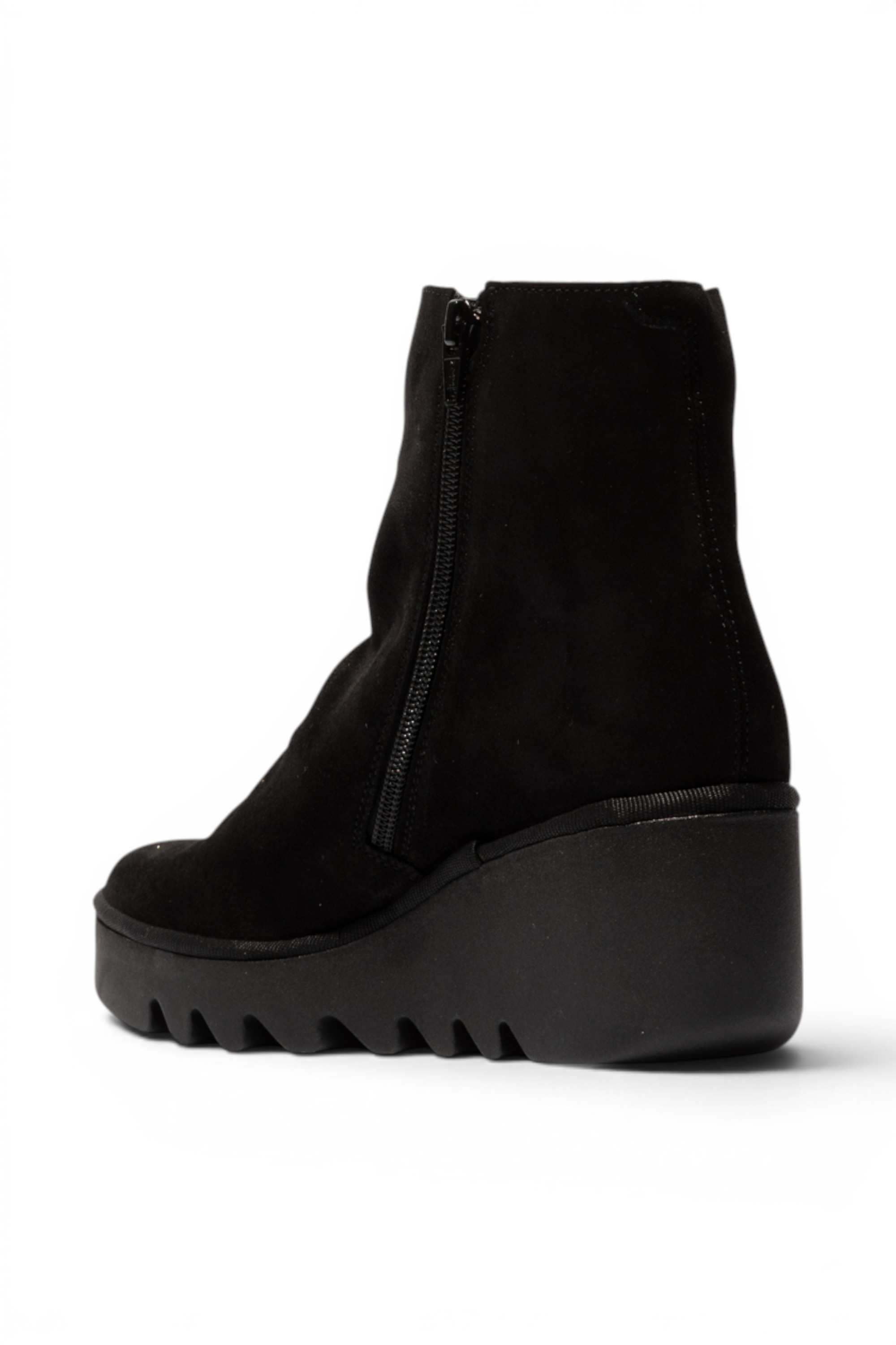 Black Womens Suede-Leather Ankle Boots-BAAN537, Image 4 of 5