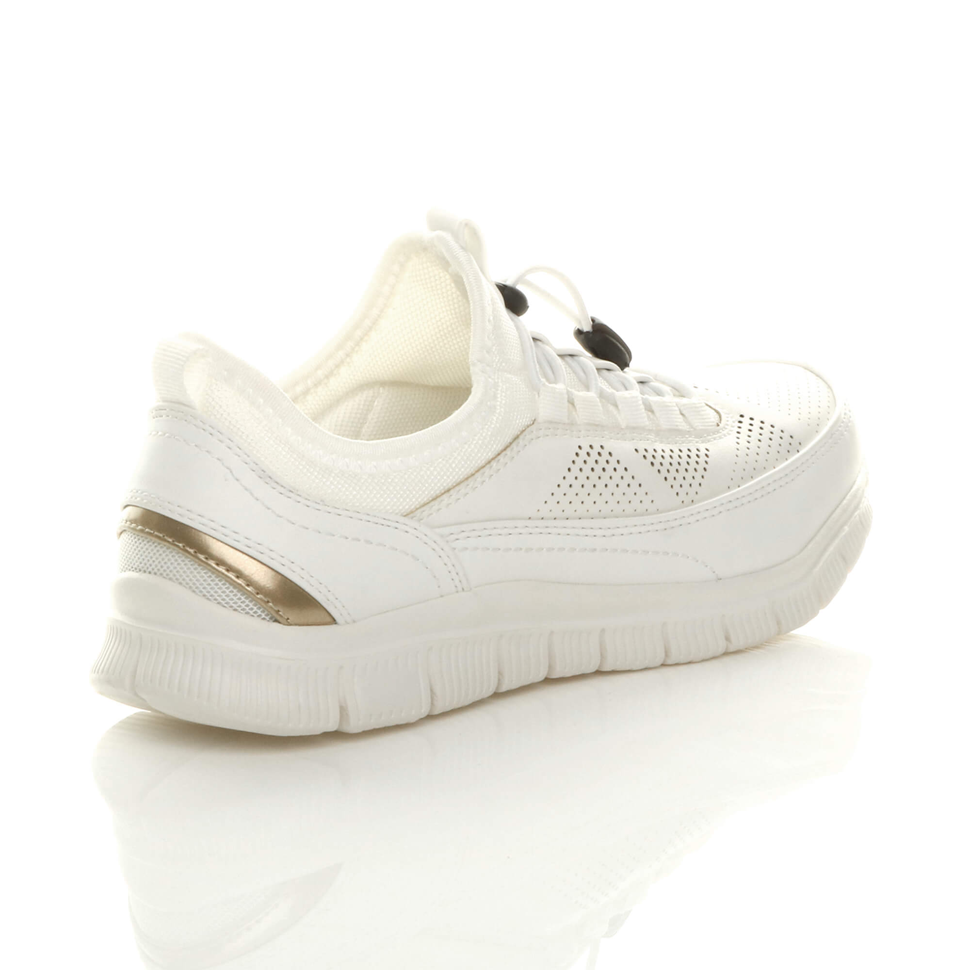 White AJVANI White Lace Up Memory Foam Trainers, Image 4 of 6