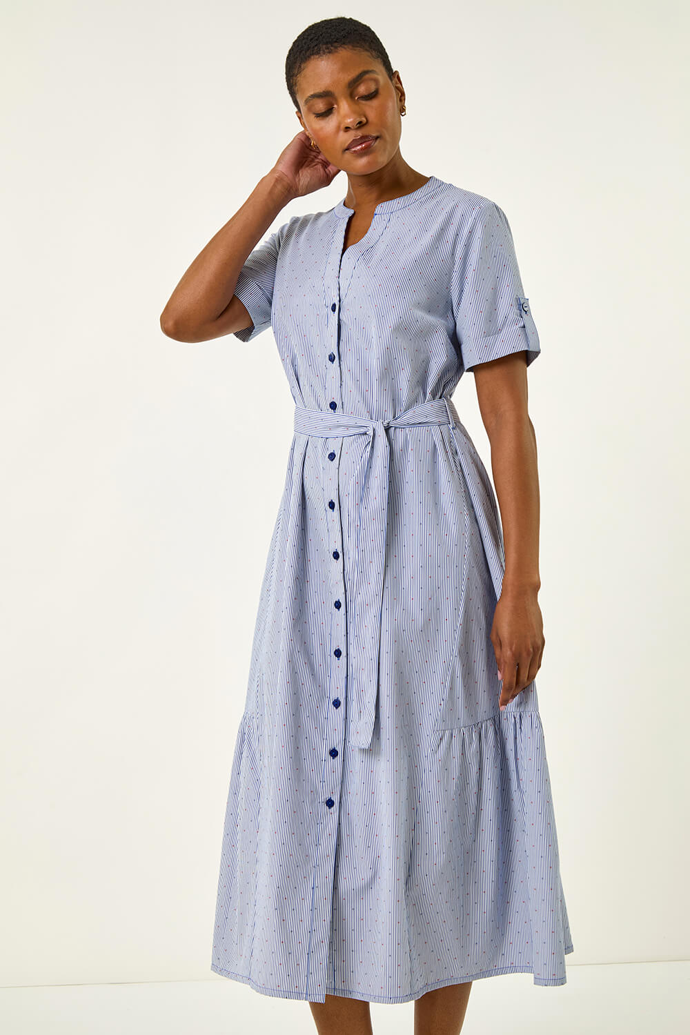 The Eddie Stripe Zip Midi Dress-Blue main image 1