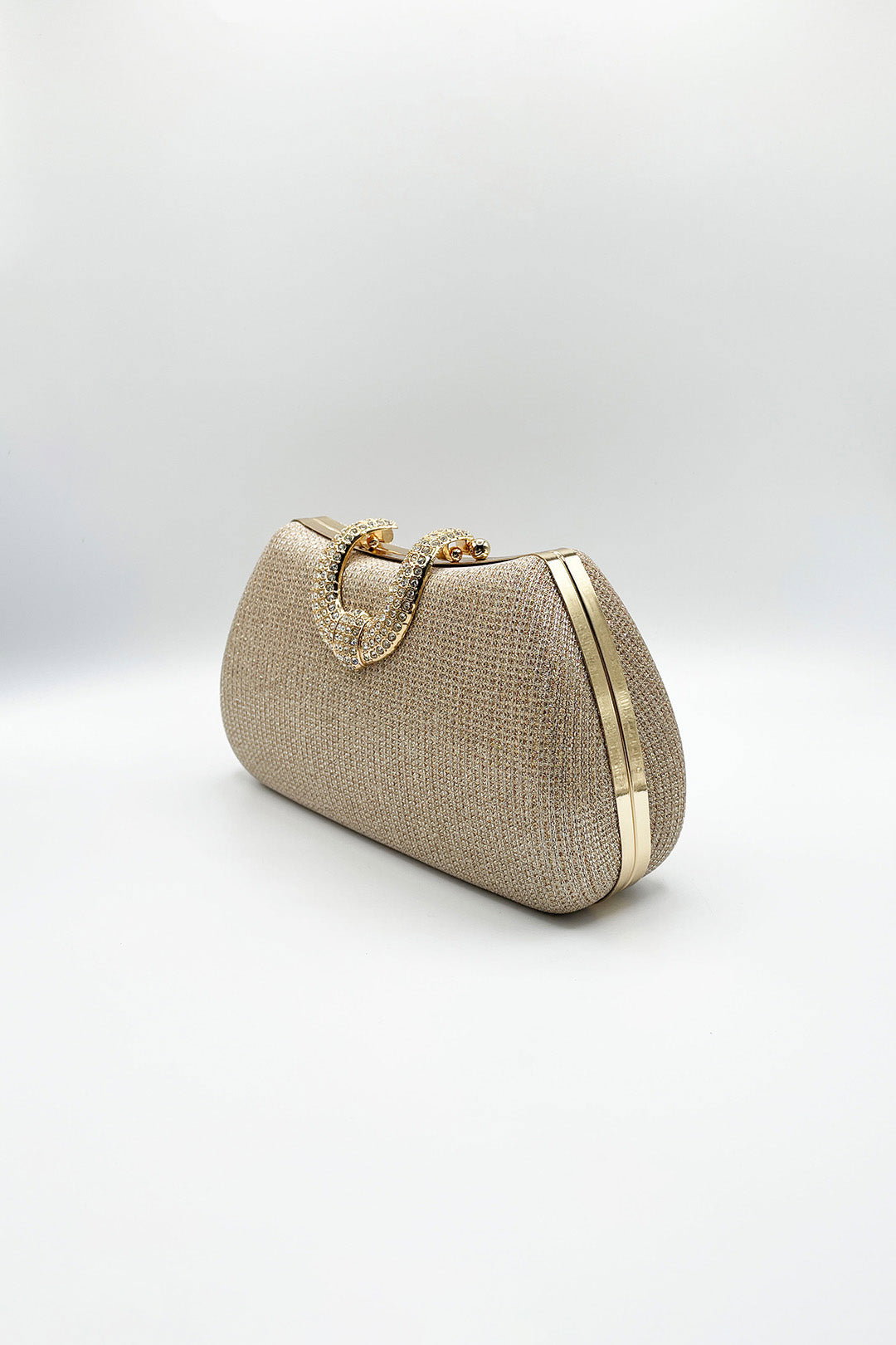 Gold Gold Shimmer Clutch Bag, Image 3 of 5