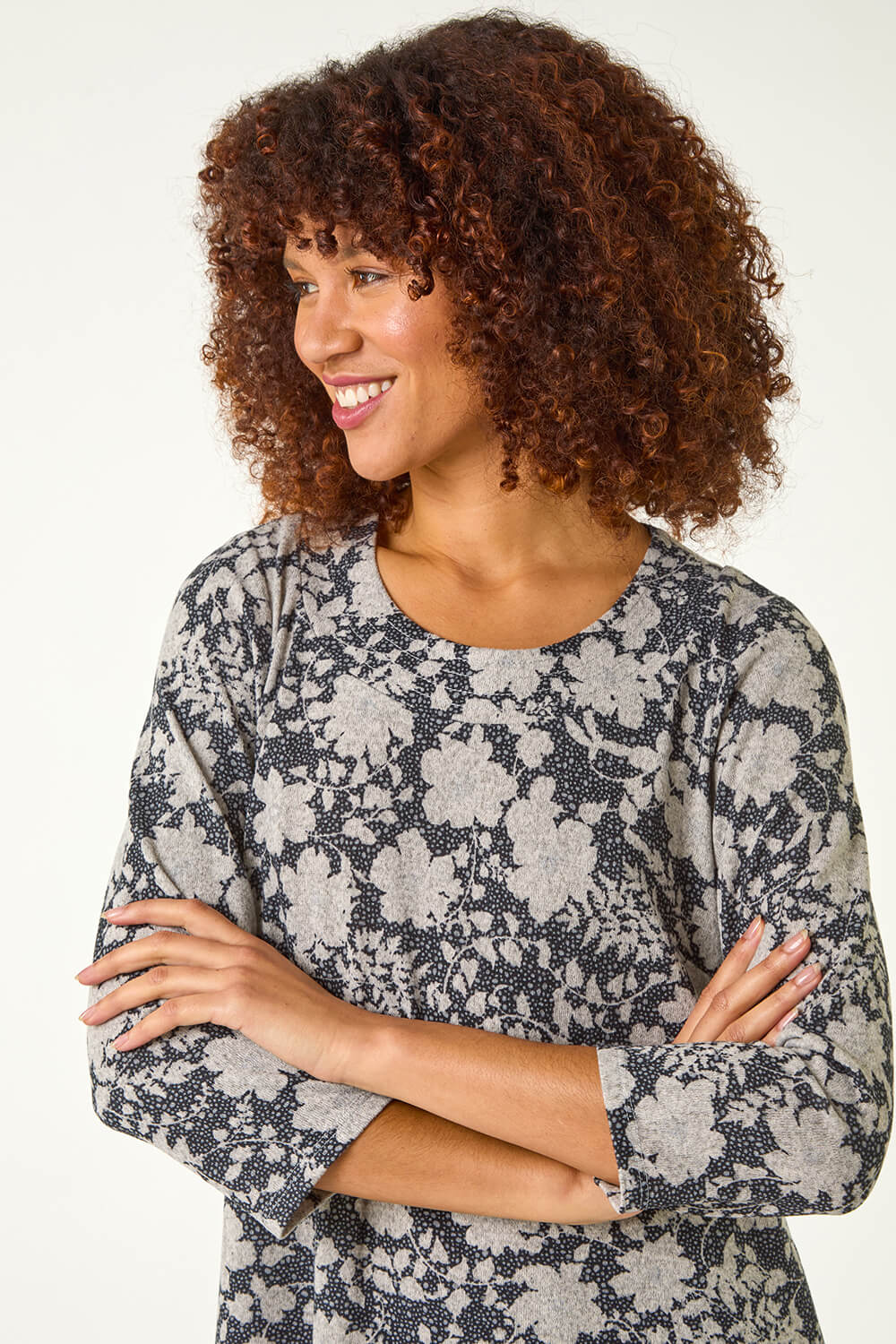 Plus Size Green Floral Print Tunic