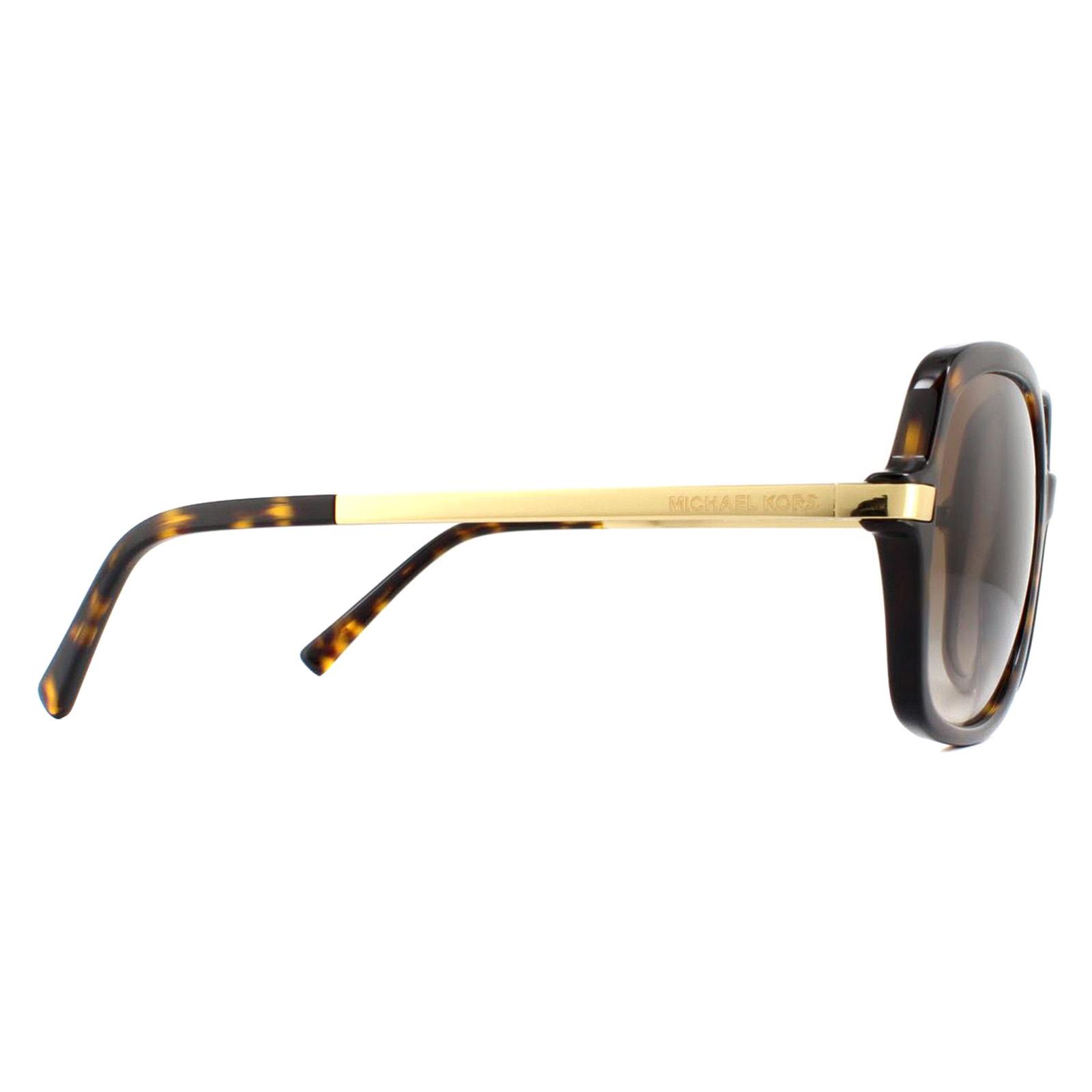 Brown Michael Kors Brown Square Dark Tortoise Gold Brown Gradient Sunglasses, Image 4 of 8