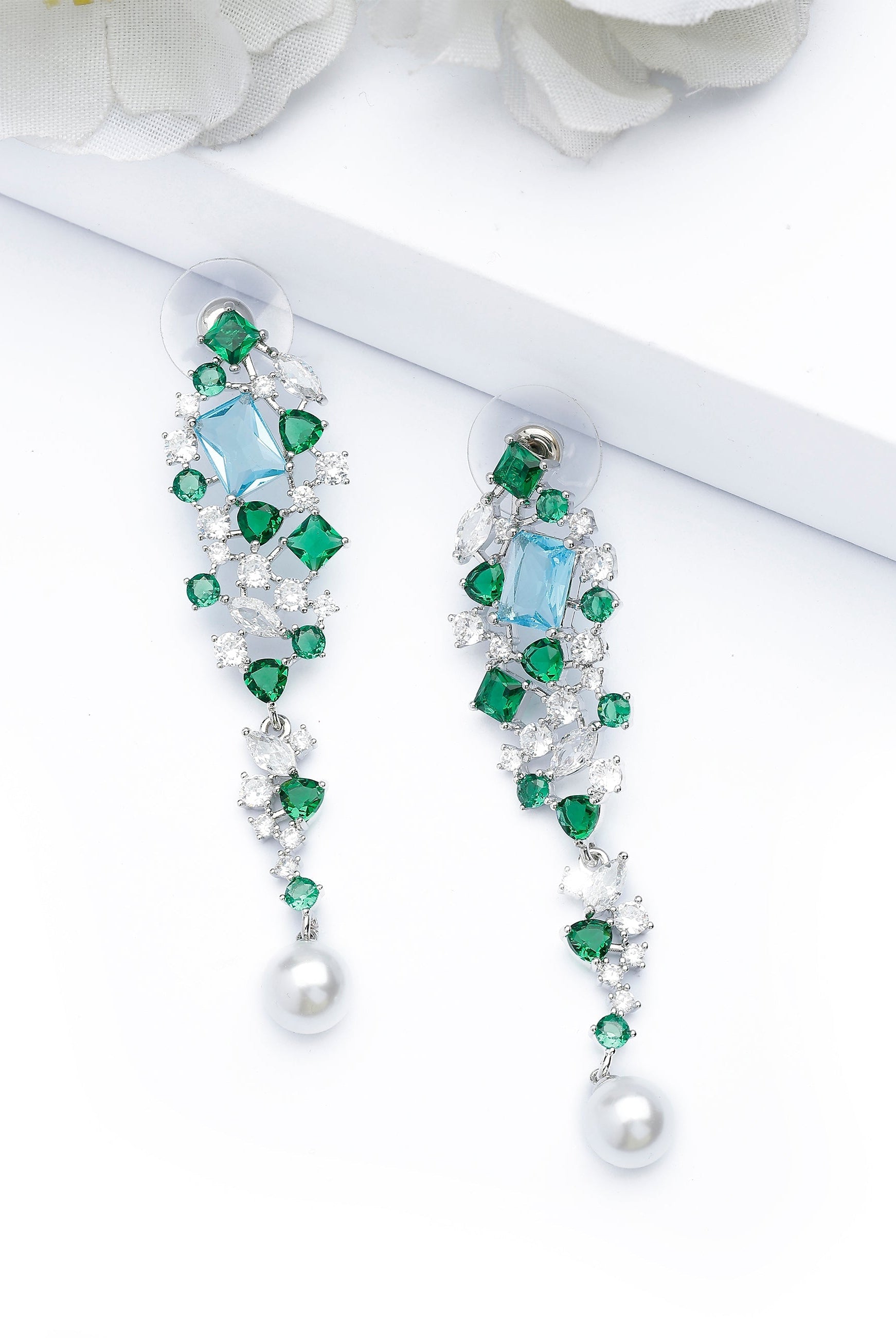 Silver Silver-Colored Contemporary Drop Earrings, Image 2 of 4