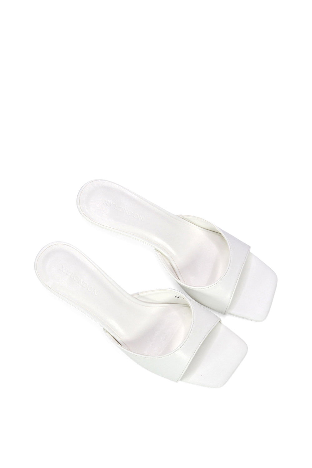 White XY LONDON White 'Jane' Square Toe Kitten Heel Slip On Heeled Sandal Mules, Image 6 of 6