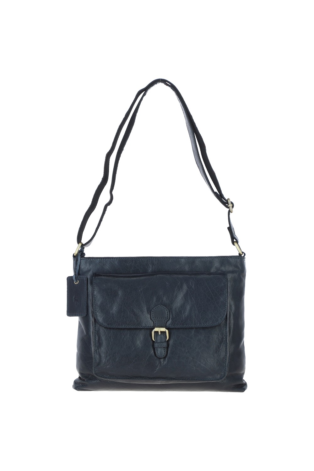 Navy Real Leather Vintage Medium Shoulder Bag, Image 2 of 4