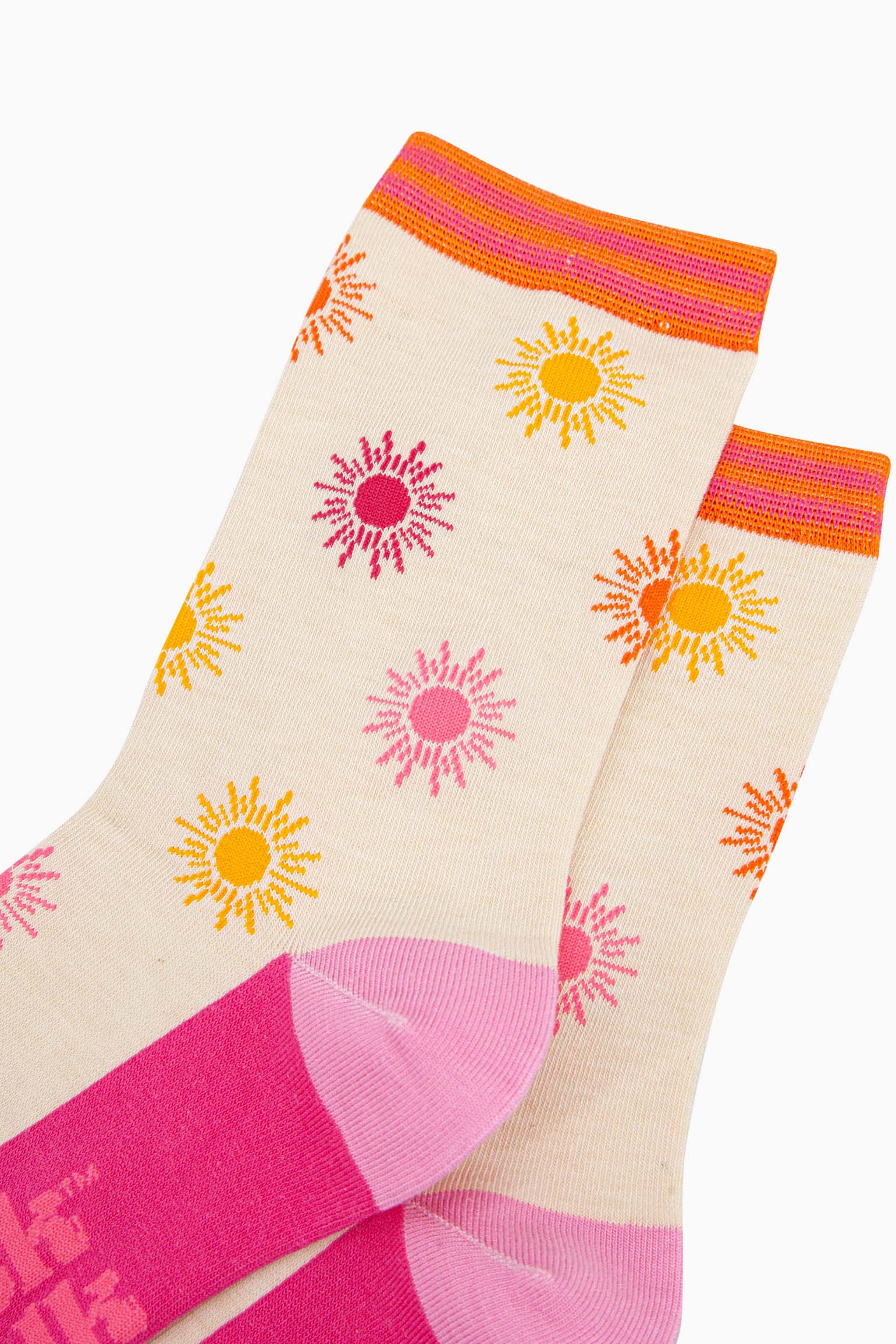Cream Summer Sunshine Bamboo Socks - Cream, Image 3 of 4