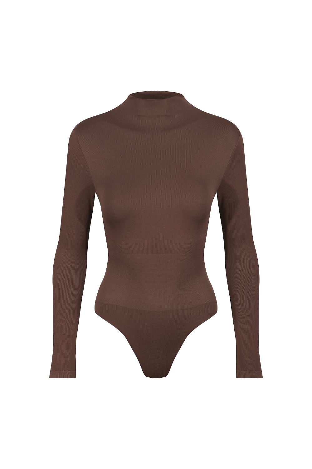 Brown Turtle Neck Sculpting Bodysuit, Image 1 of 5