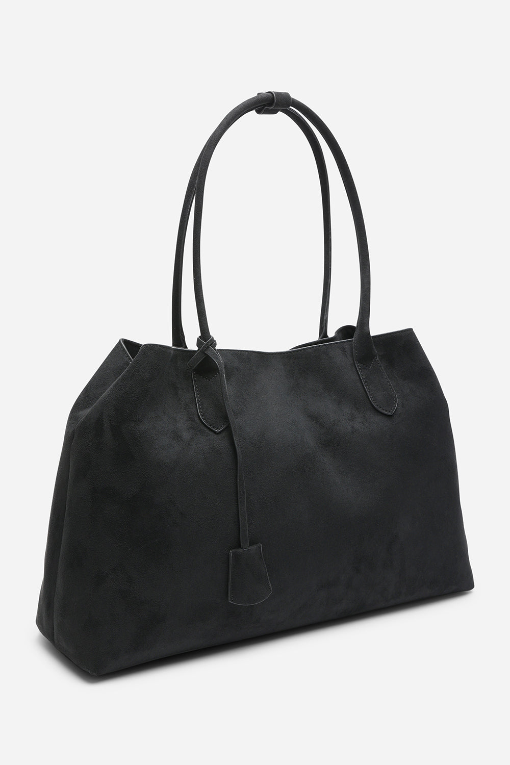 Black Where's That From Black 'Drift' Suede Slouchy Shoulder Tote Bag, Image 3 of 7