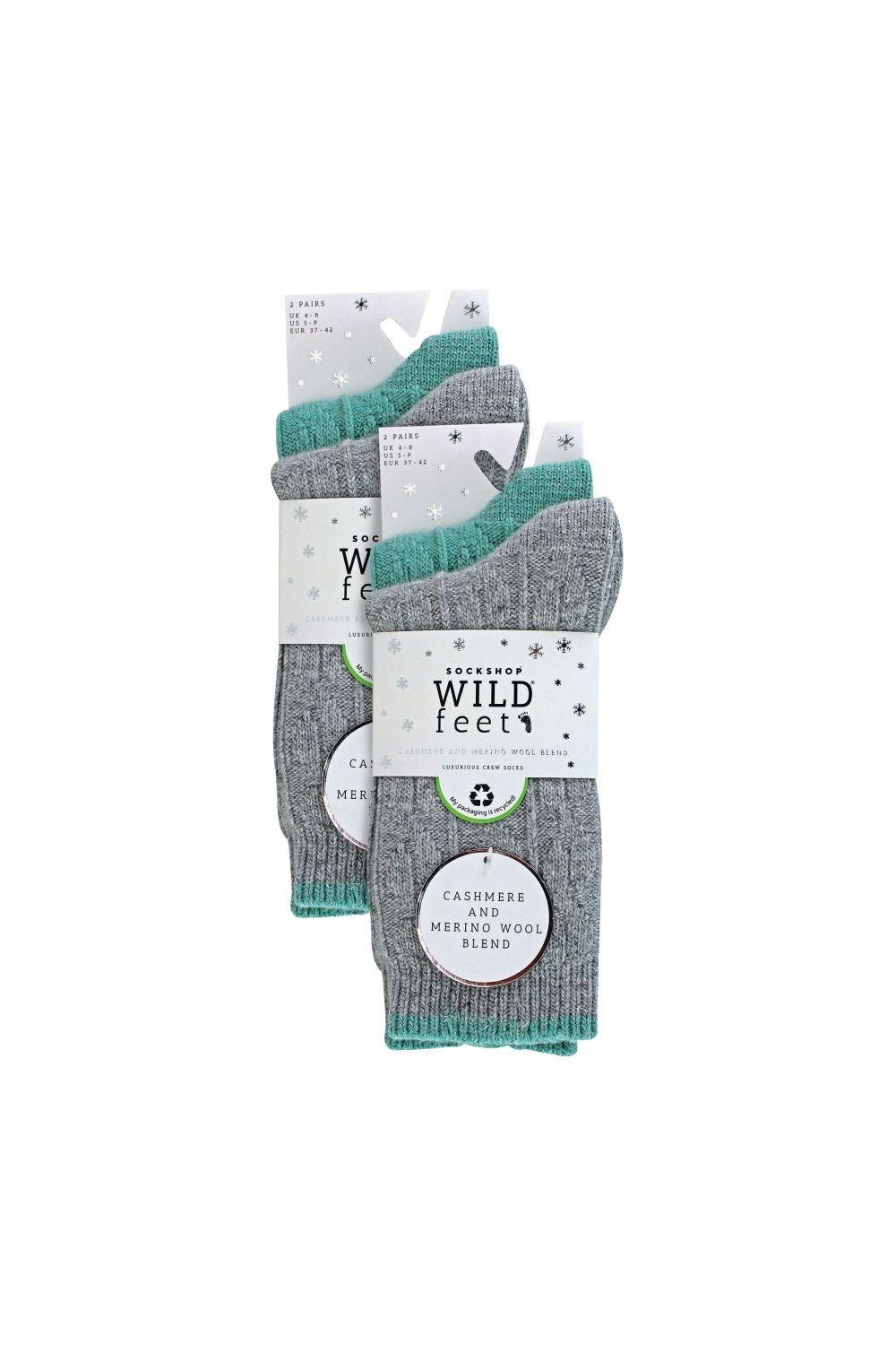 Grey 4 Pairs Cable Knit Glitter Socks, Image 2 of 3