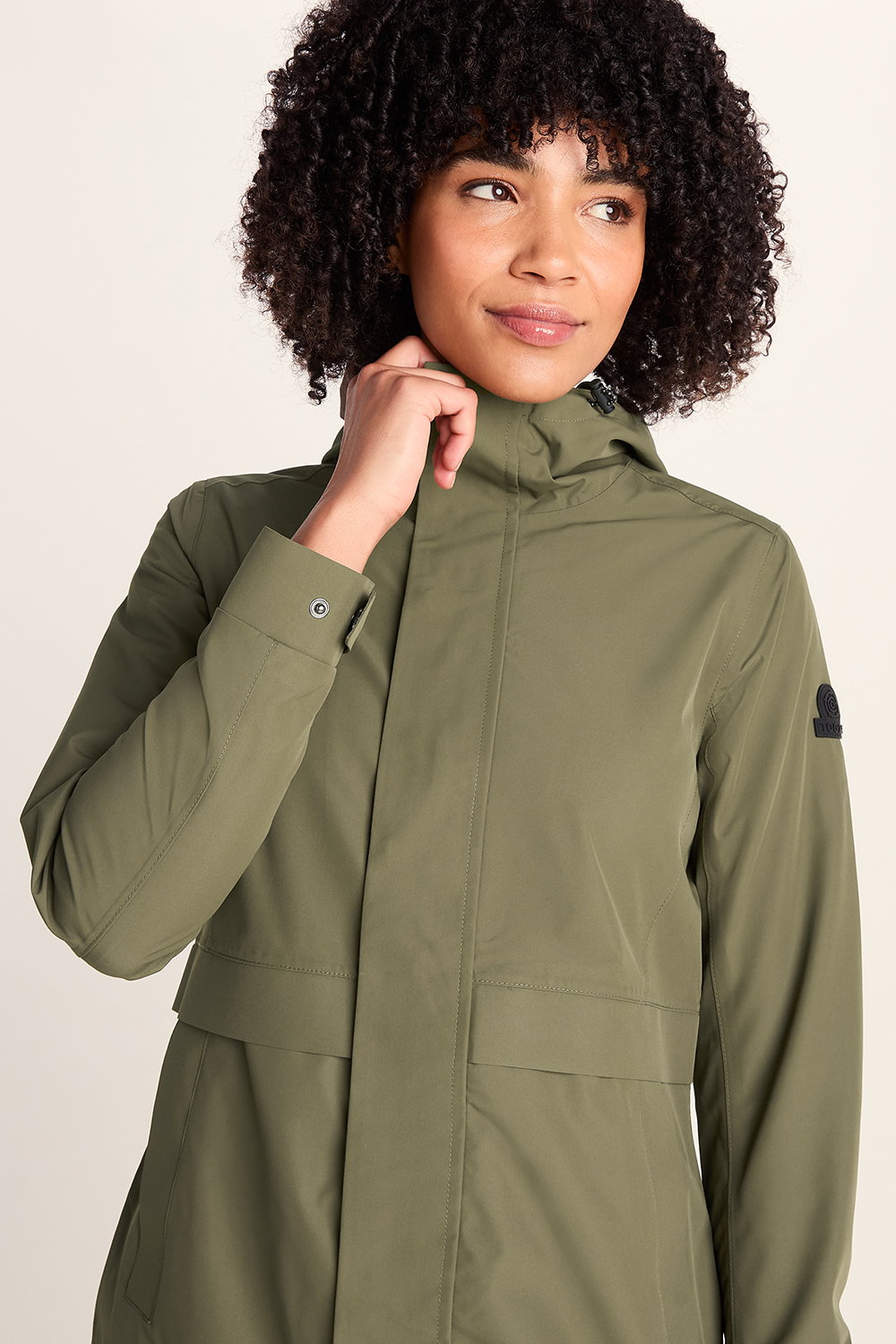 Khaki Saunter Long Waterproof Jacket, Image 5 of 6