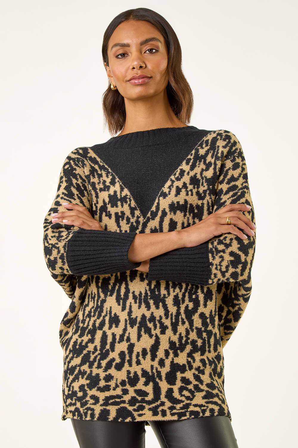Black Animal Print Knit Jumper, Image 5 of 5