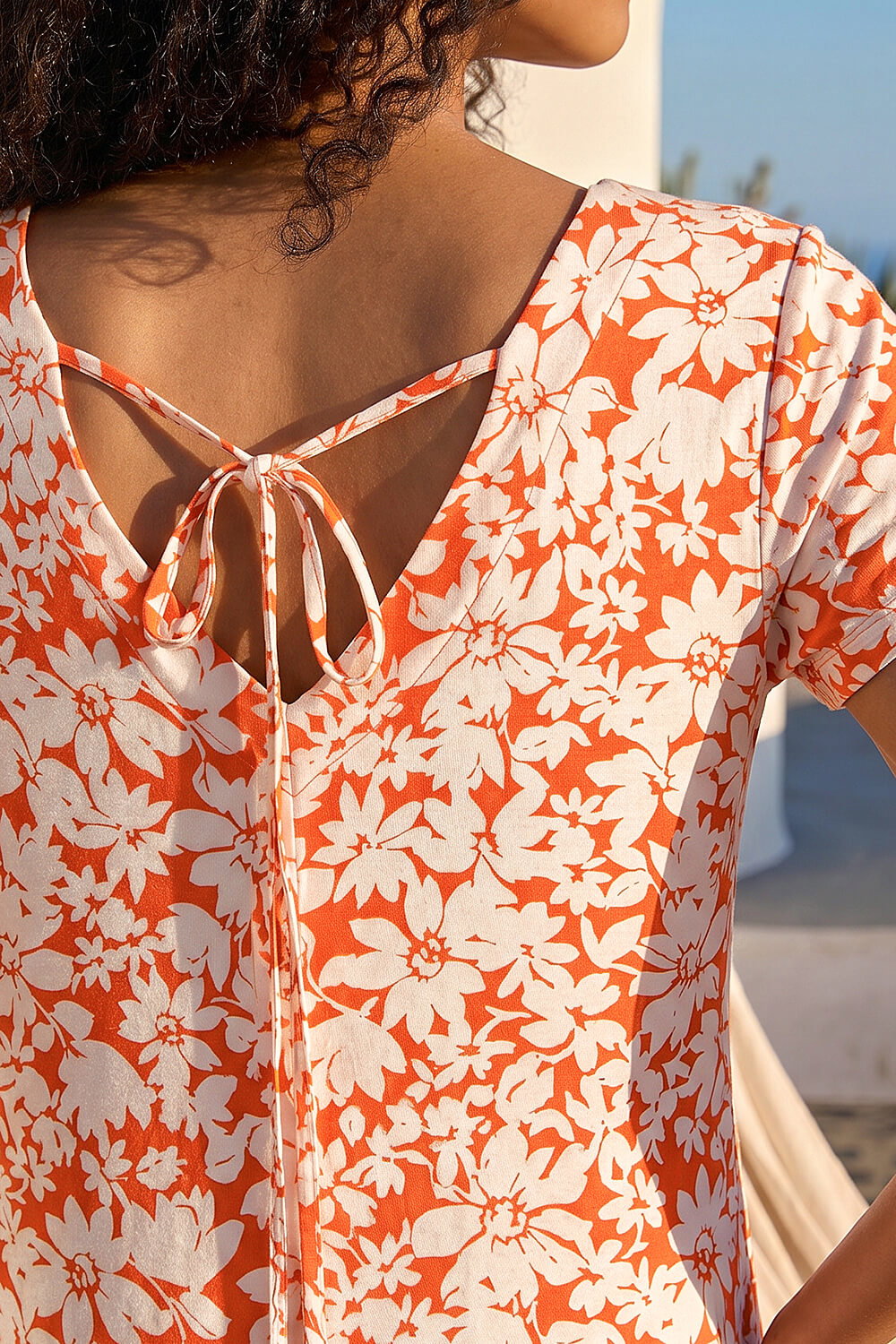 Orange Petite Floral Print Swing Pocket Dress, Image 5 of 4