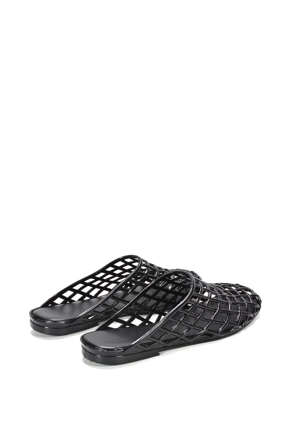 Black XY LONDON Black 'Opera' Slip On Cage Jelly Mule Flat Summer Sandals, Image 3 of 5