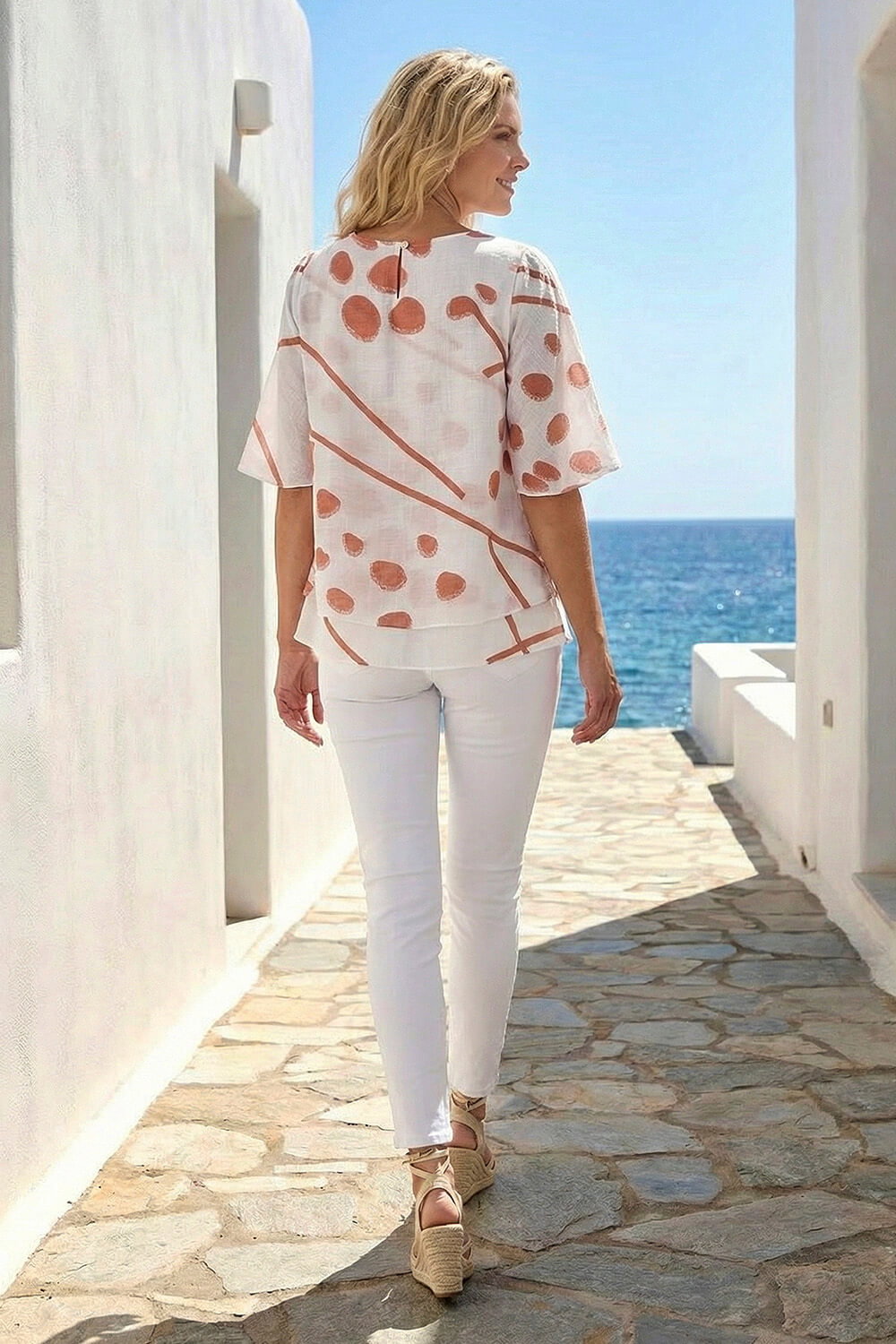 Ivory Abstract Layered Tunic Top, Image 4 of 4