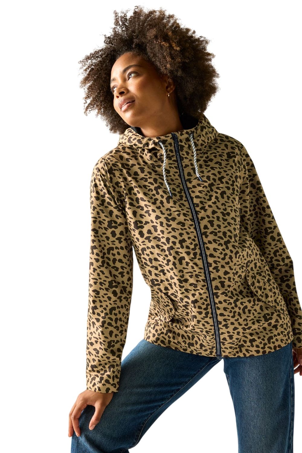 Multi Regatta Multi Bayletta Leopard Print Waterproof Jacket, Image 4 of 5
