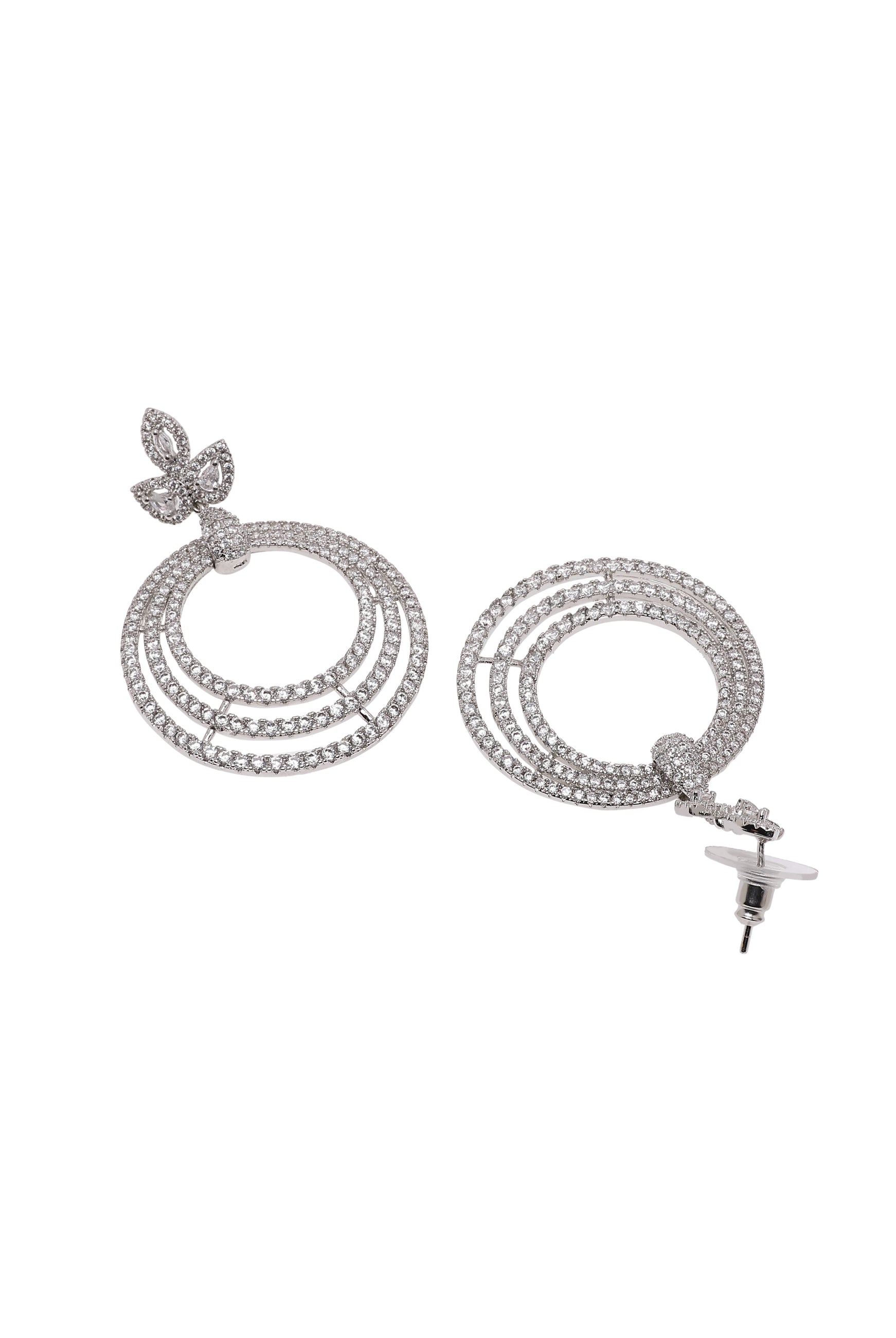 Silver Gleaming Cluster Drop Earrings, Image 3 of 4