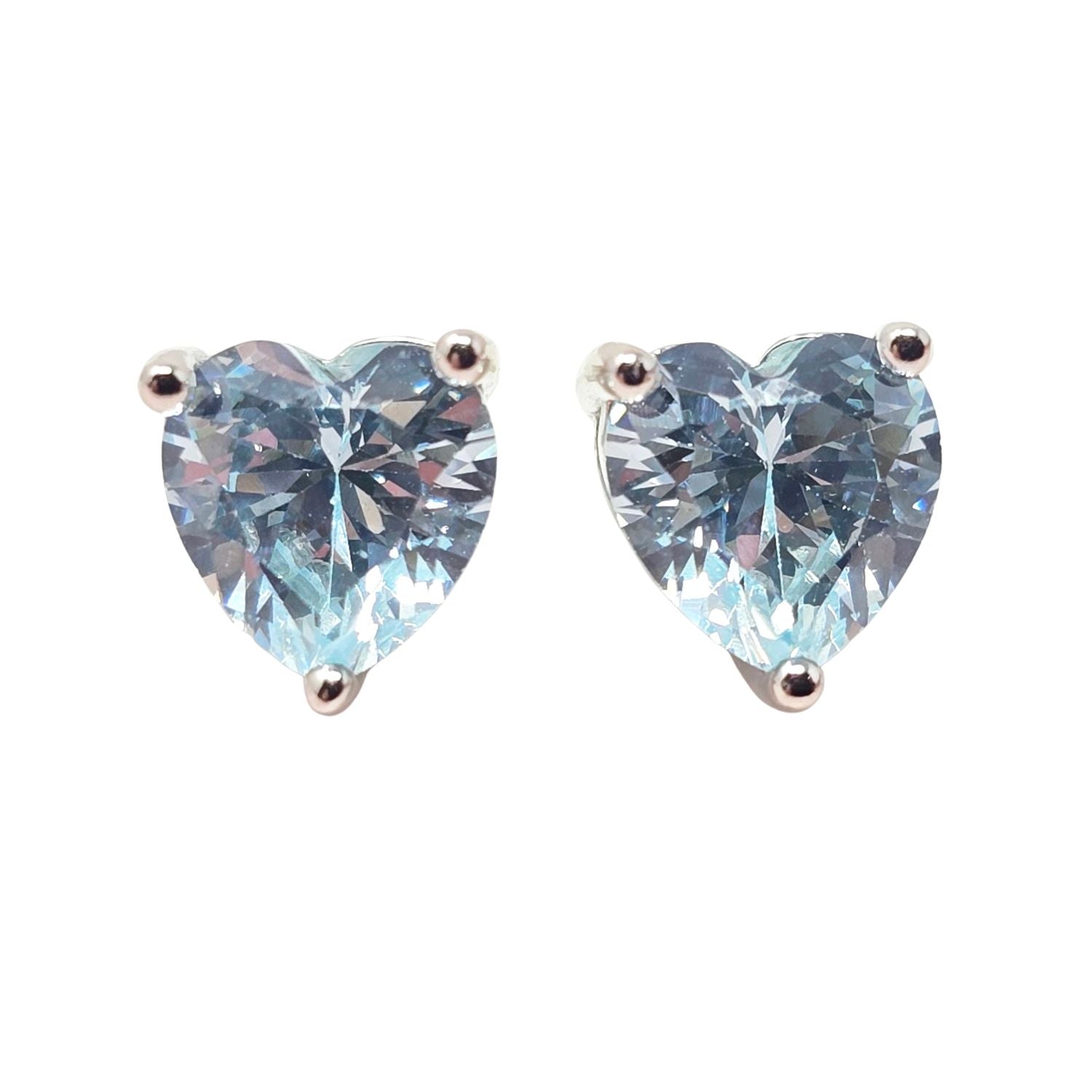 Blue Blue Topaz Heart Sterling Silver Stud Gemstone Earrings