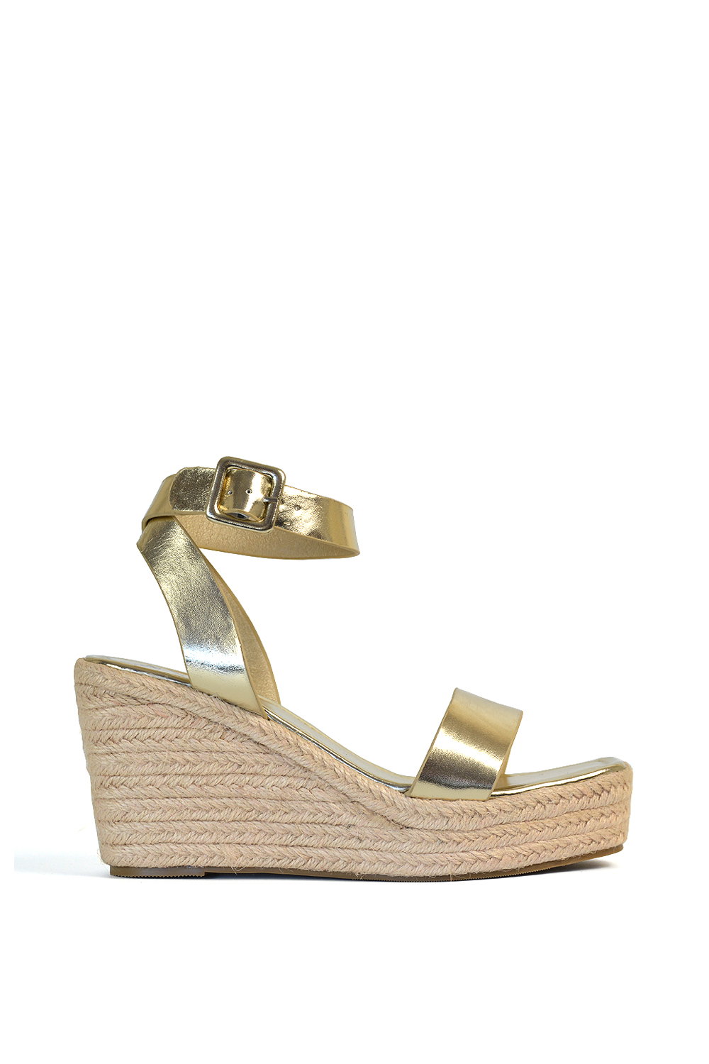 Metallic 'Linda' Strappy Platform Woven Wedge Heel Sandals