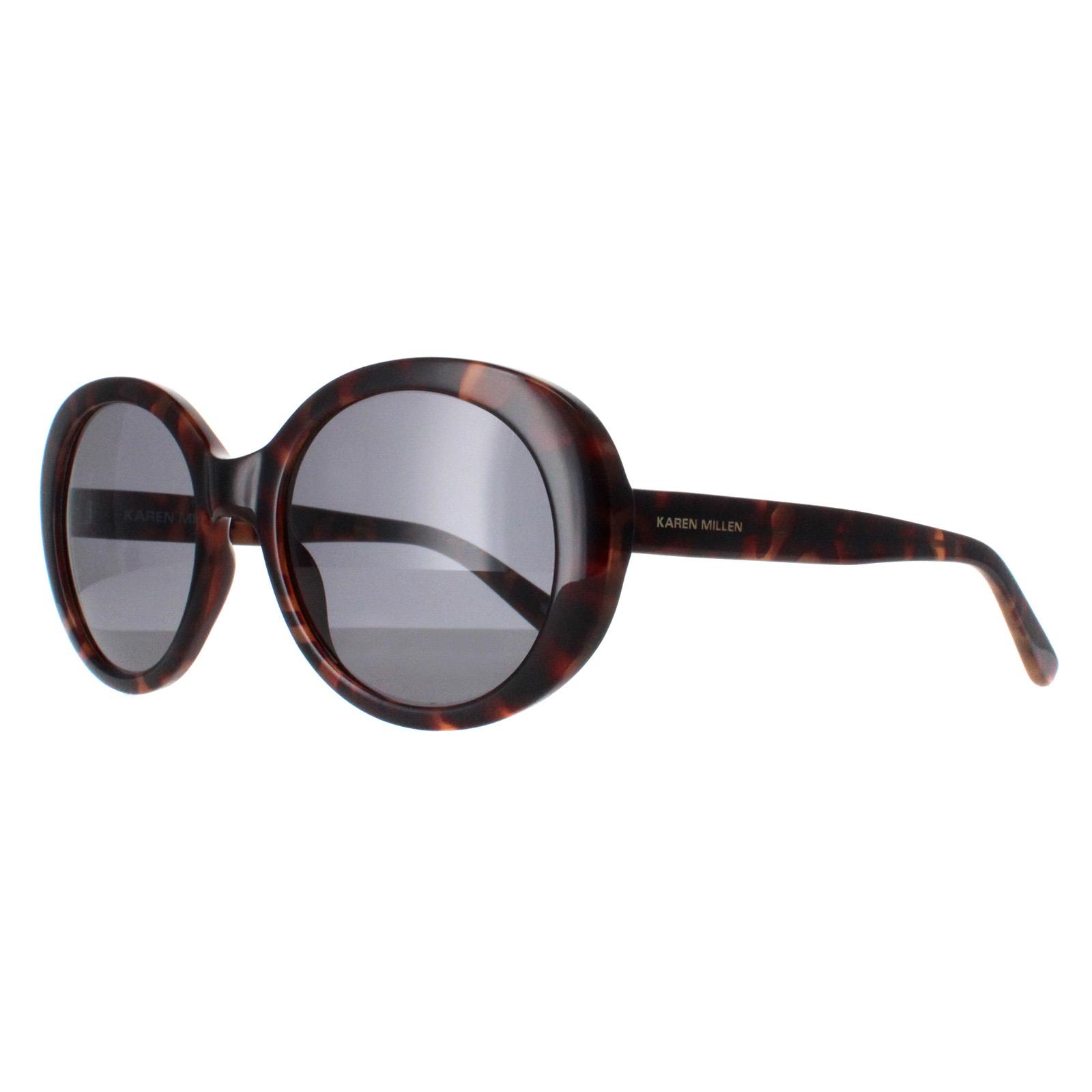 Brown Karen Millen Brown Oval Dark Tortoise Dark Grey KM5051, Image 2 of 4