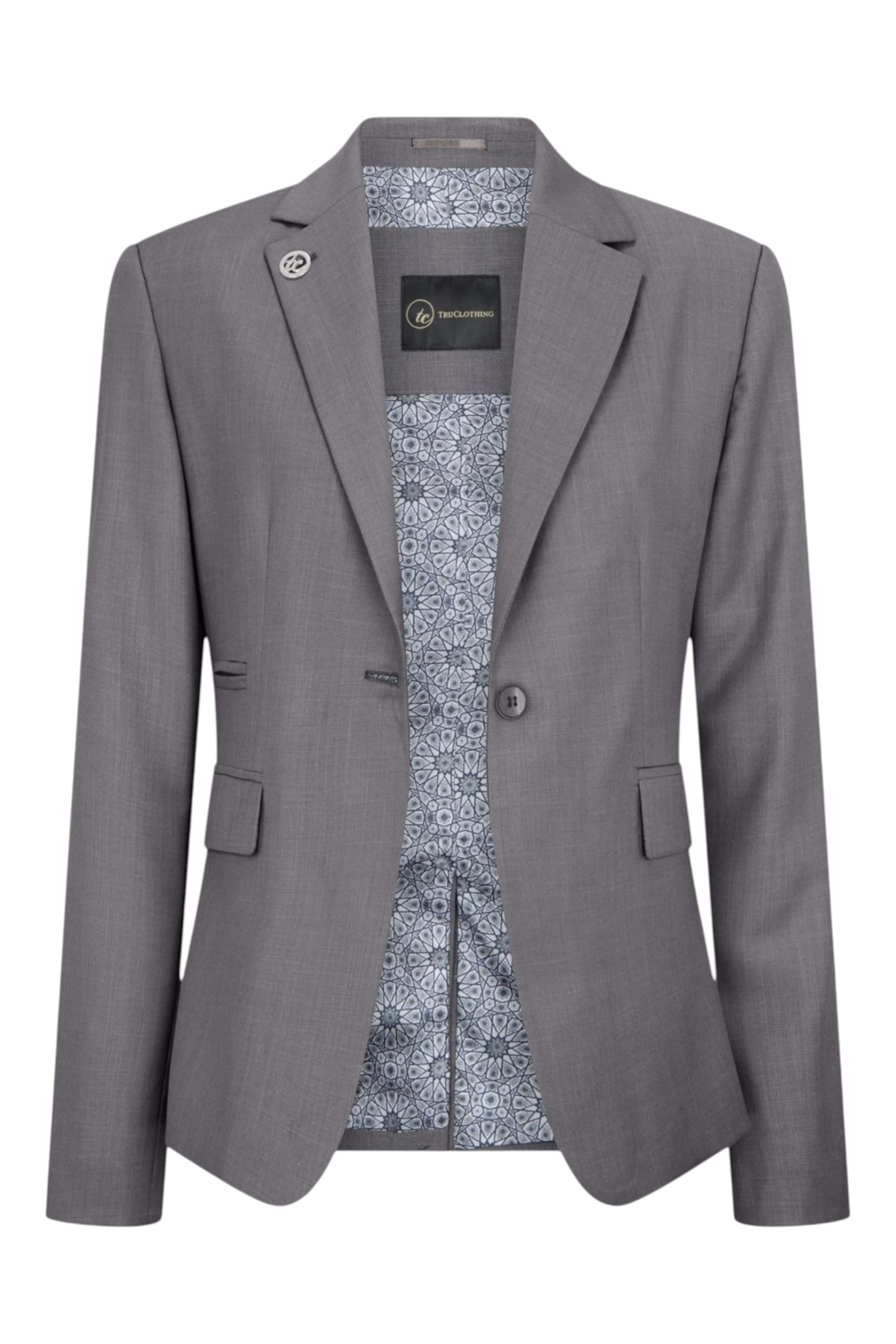 Grey Infinity Leather Grey Womens 3 Piece Plain Grey Formal Office Suit, Image 3 of 8
