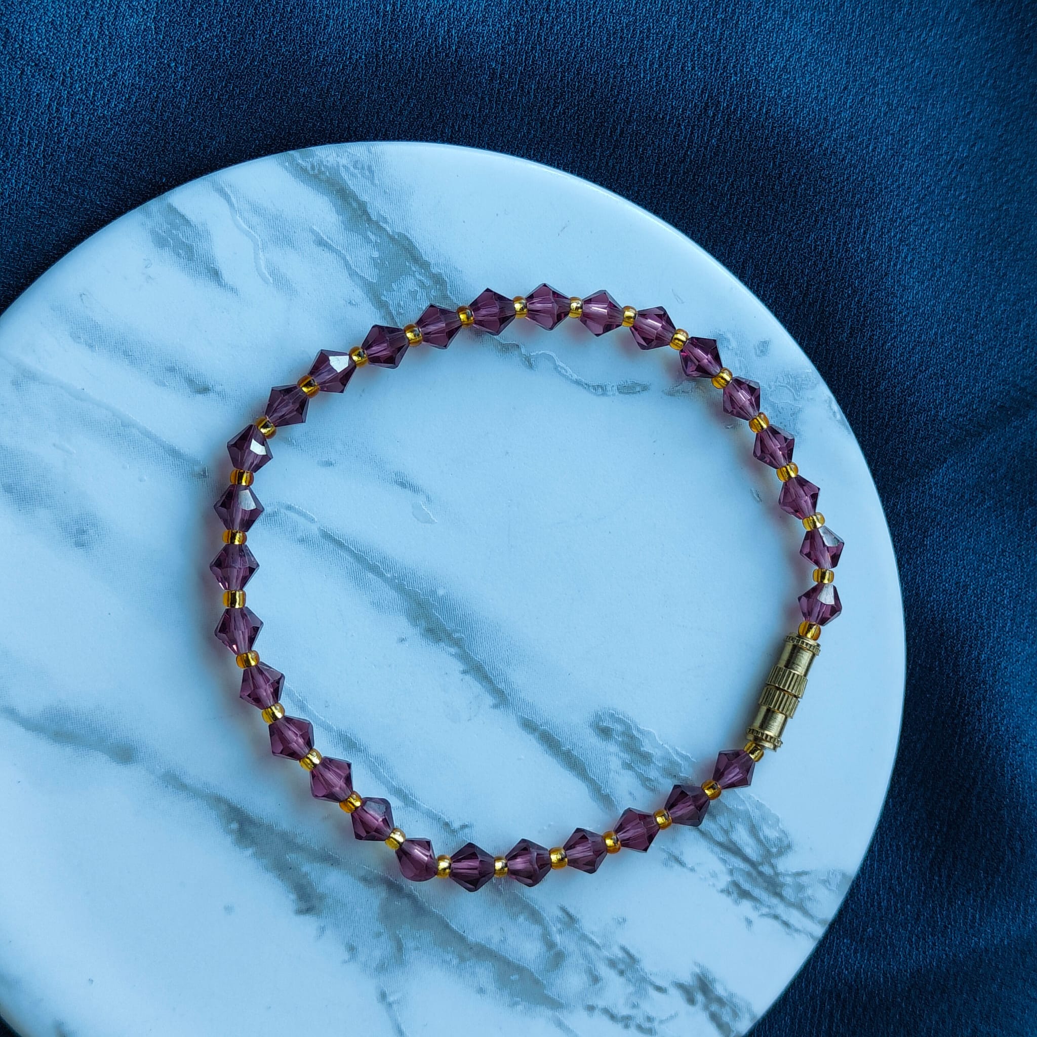 Black Crystal Beaded Bracelet Minimalist Elegant, Image 3 of 3