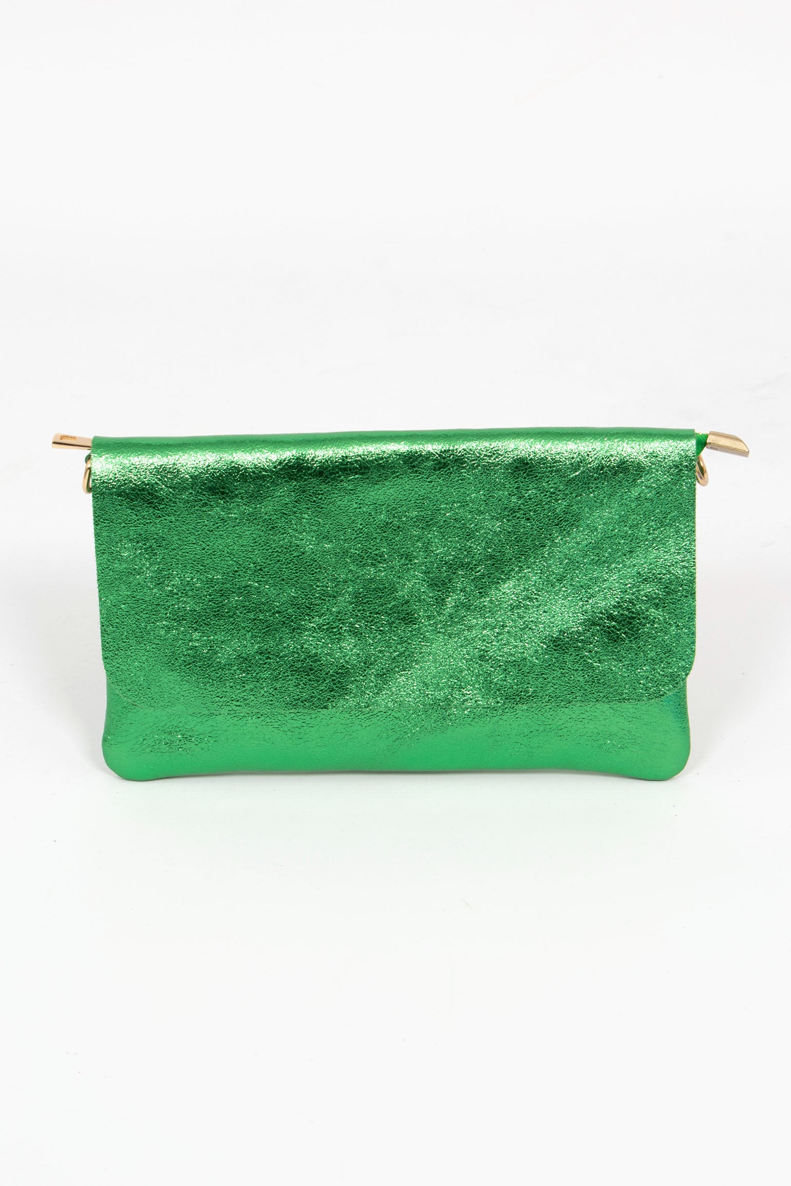 Green Metallic Italian Leather Clutch Bag, Image 1 of 3