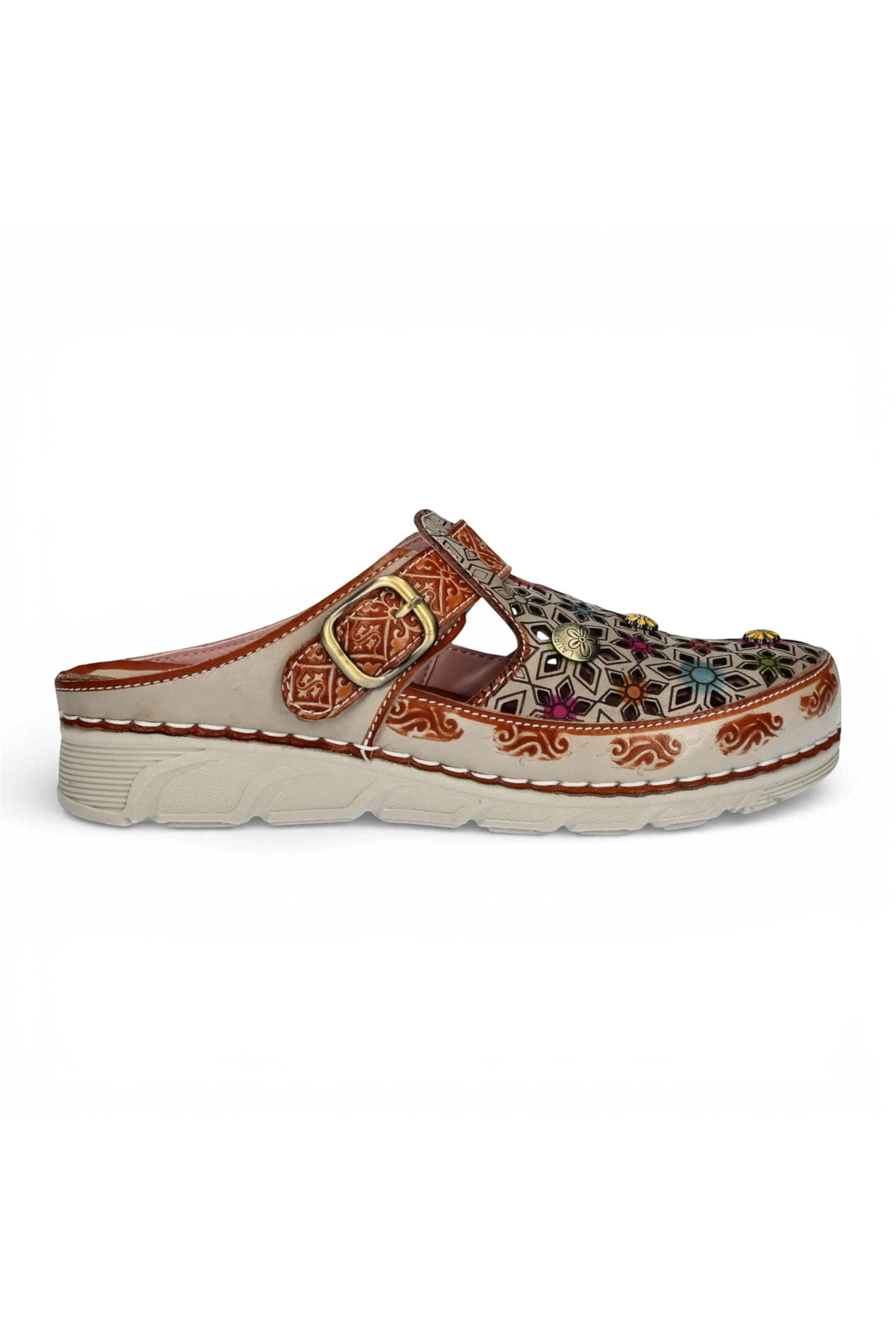 Beige Womens Cushioned Wedge Sandals-DORRY-01, Image 1 of 7