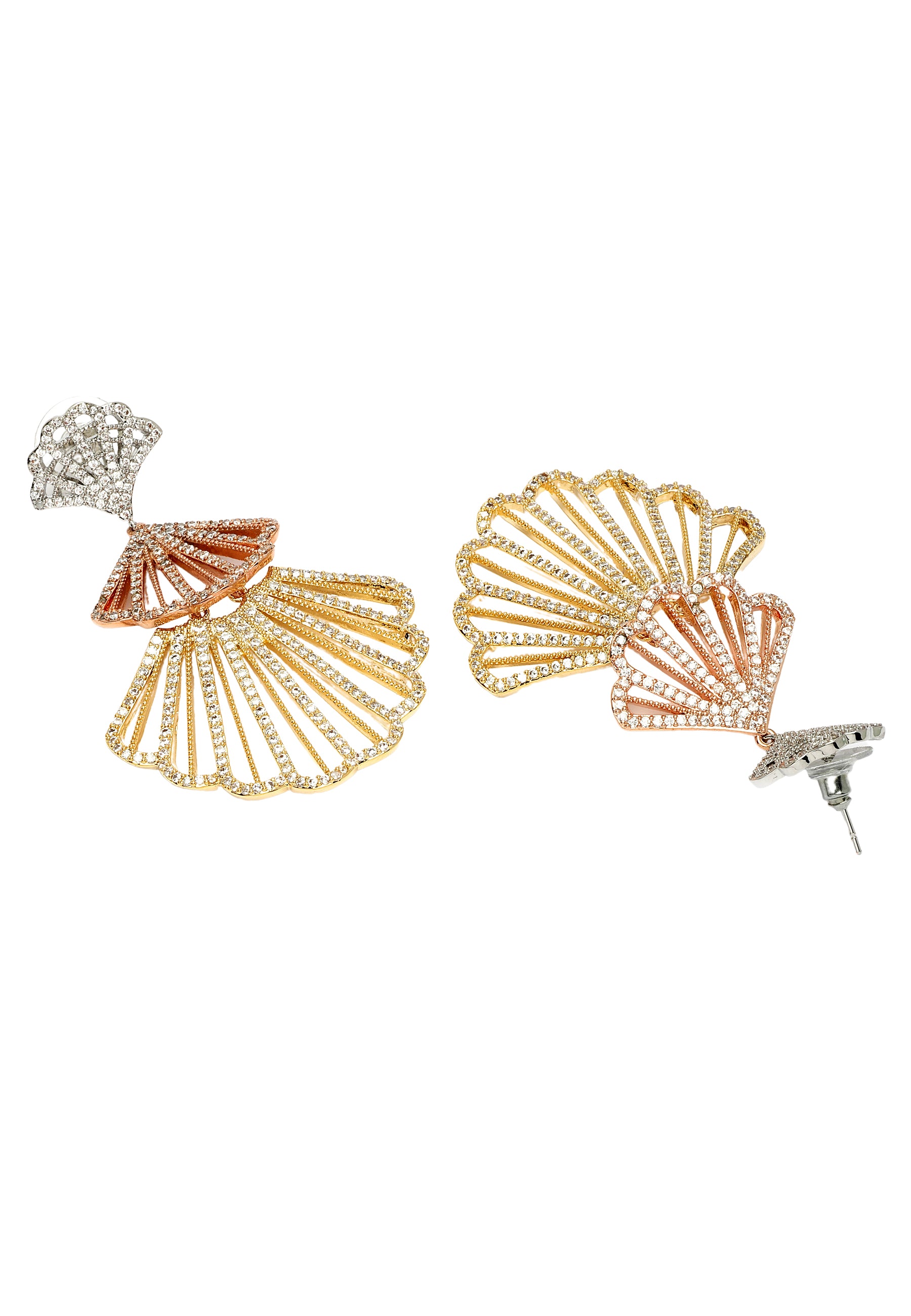 Gold Diva Shell-shaped Dangle Earrings, Image 3 of 5