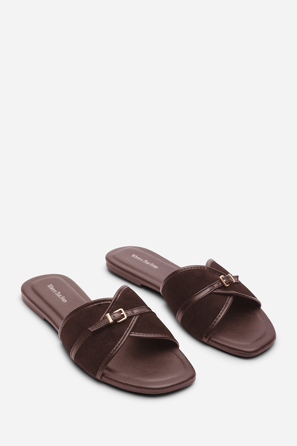Dark Brown Cevora Cross Over Buckle Slide On Sandal, Image 4 of 6