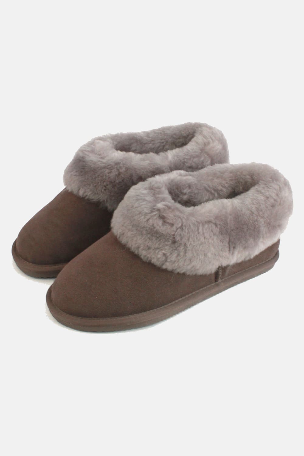Taupe "Heather Truffle" Sheepskin and Suede Slipper Boots, Image 2 of 2