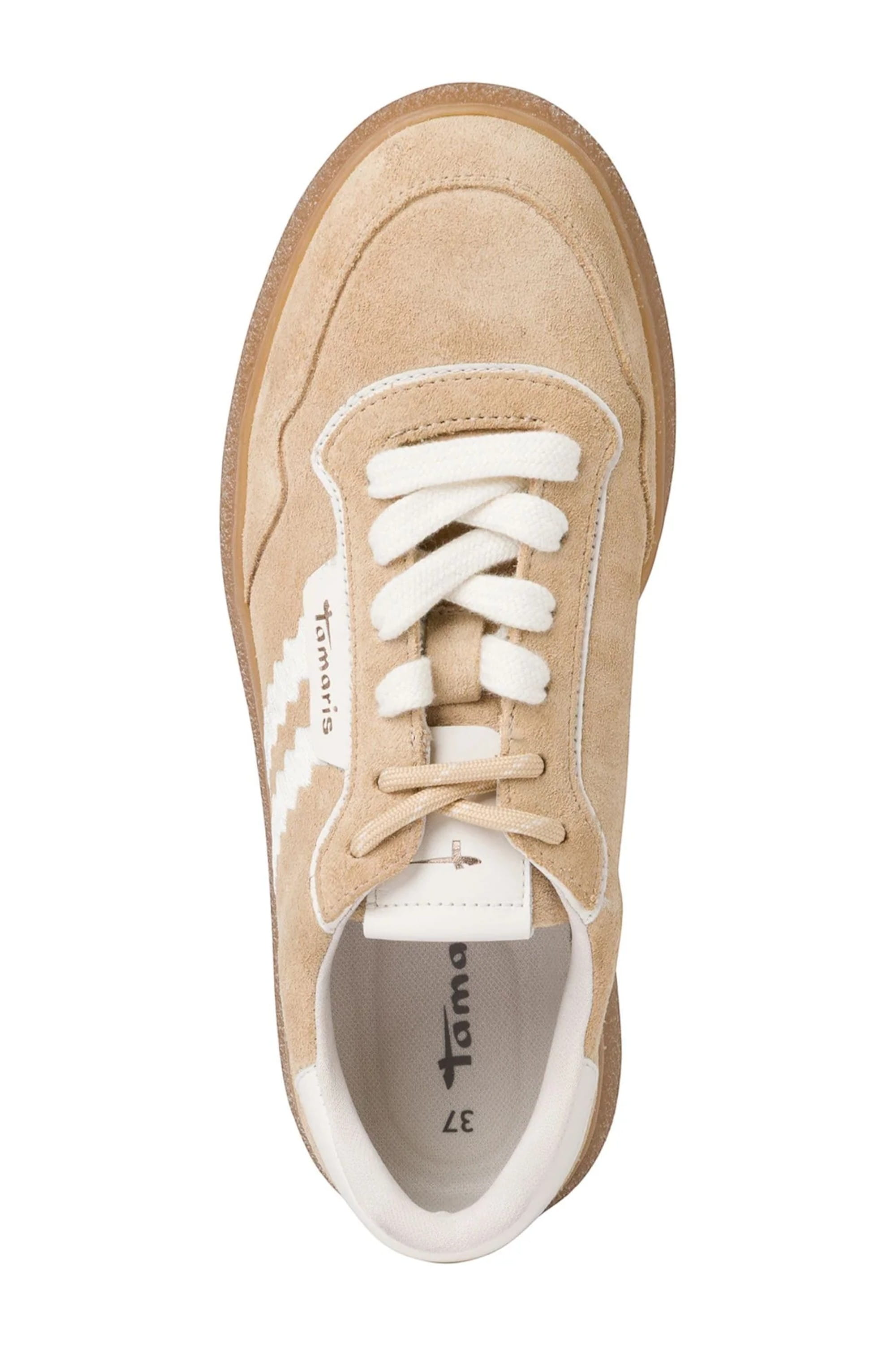 White Tamaris White Tamaris Beige White Stripe Sneakers, Image 5 of 7