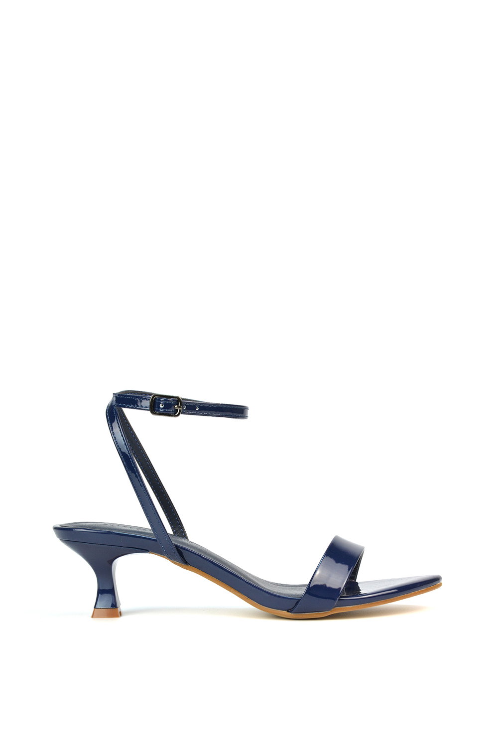 Black 'Antonia' Kitten Low Heel Strappy Sandal Two Part Heeled Shoes