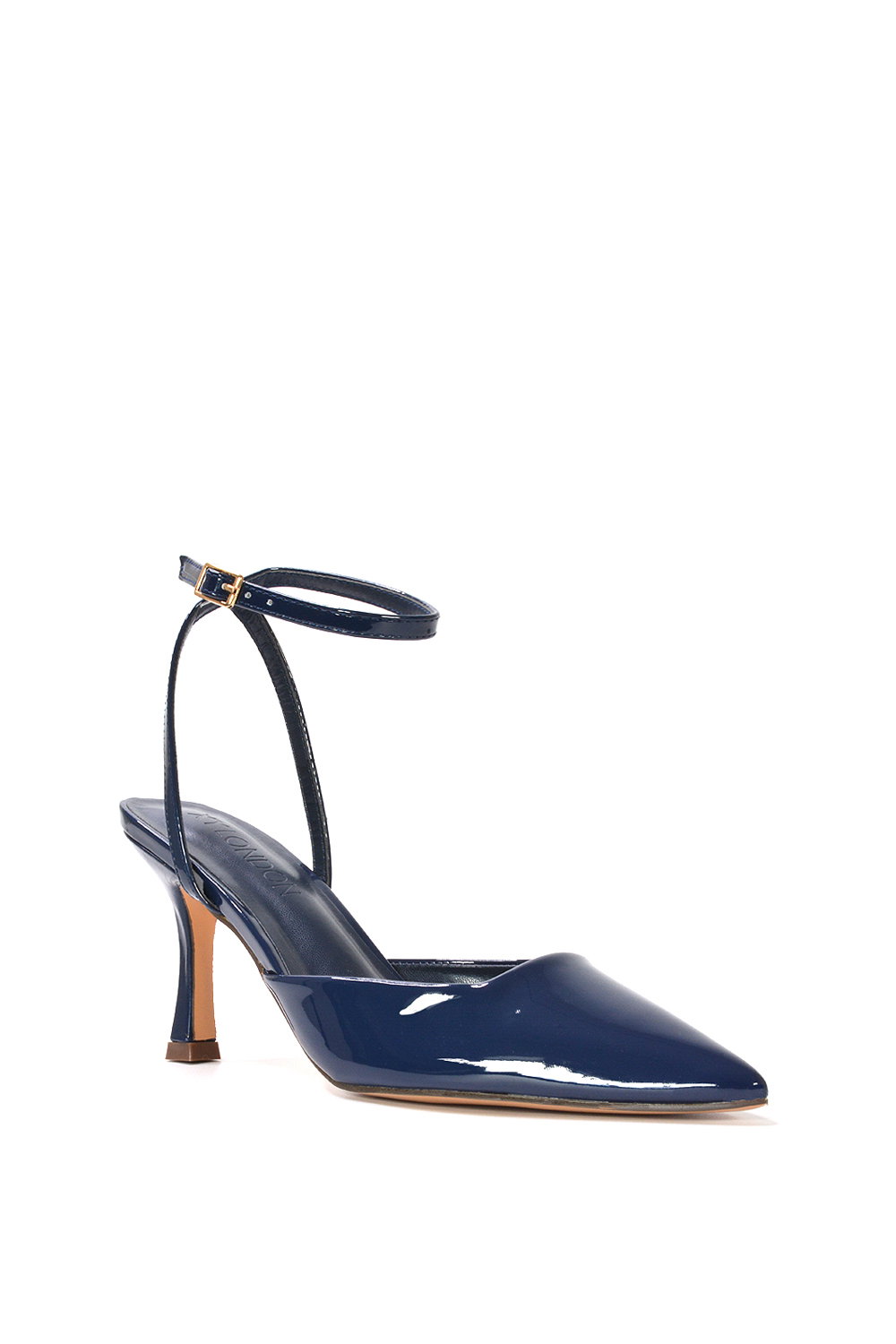 Navy 'Tori' Pointed Toe Stiletto Heels With Ankle Strap, Image 2 of 6