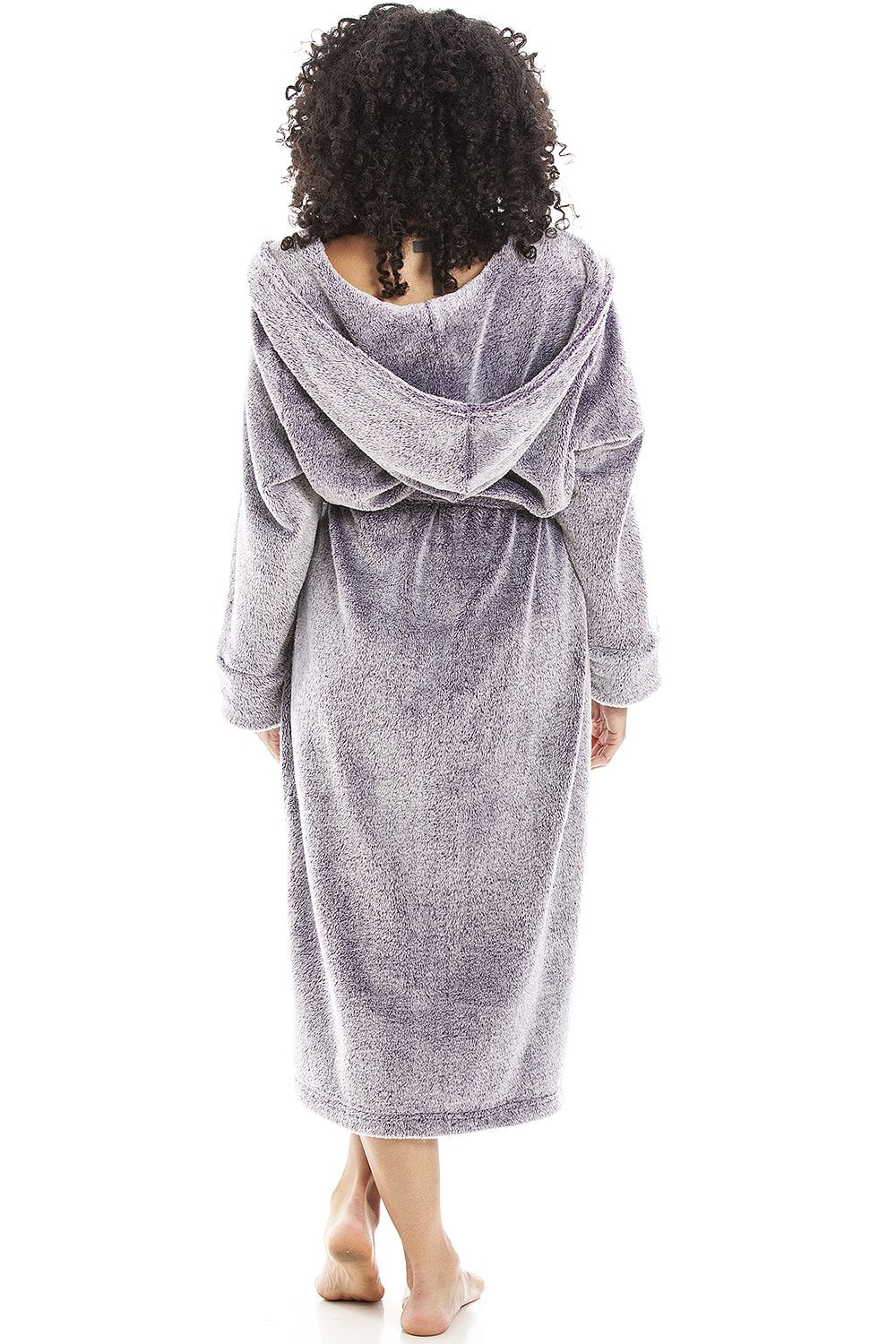 Purple Deep Pile Full Length Fleece Bathrobe, Image 5 of 5